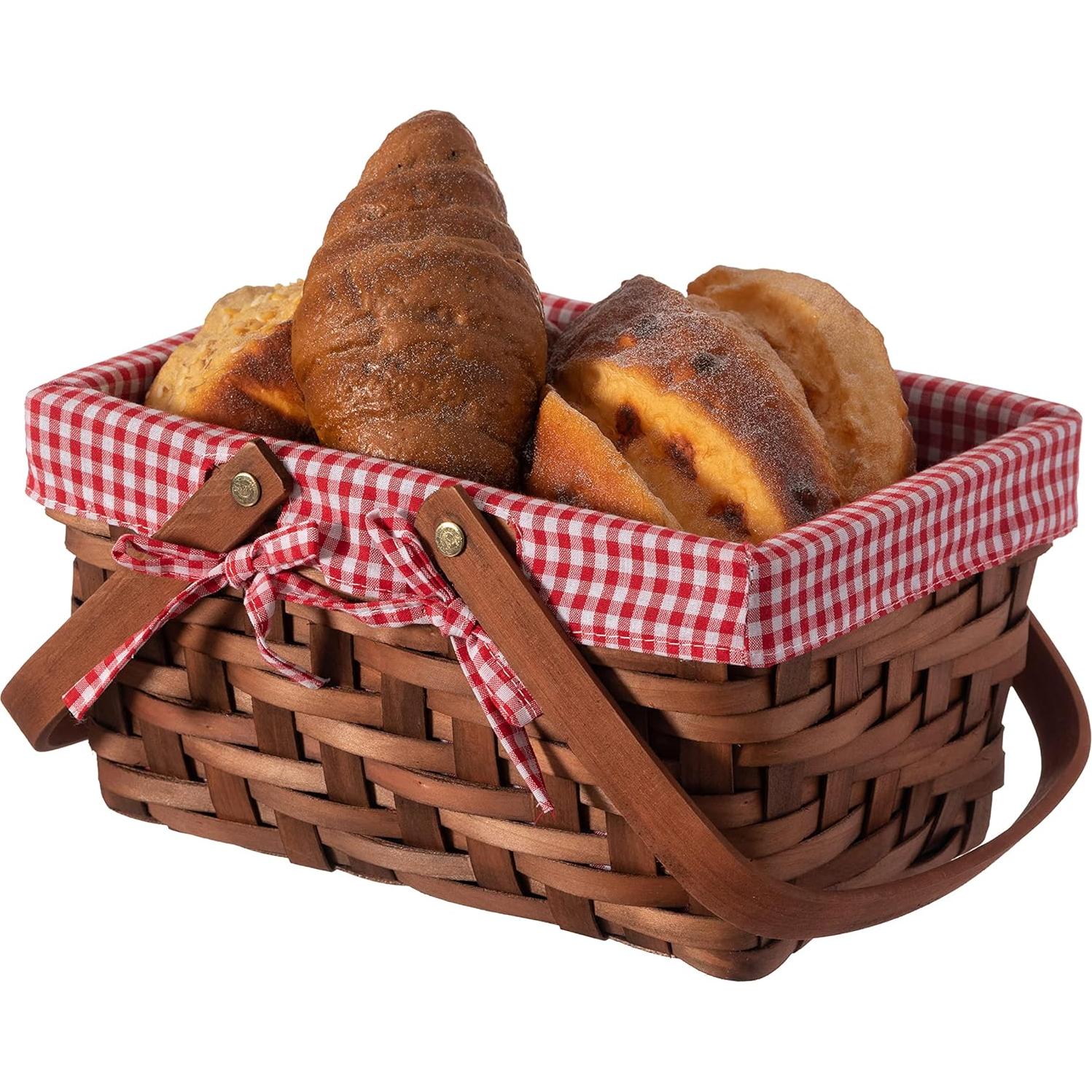 Cesta de Picnic Rectangular Vintiquewise Forrada a Cuadros