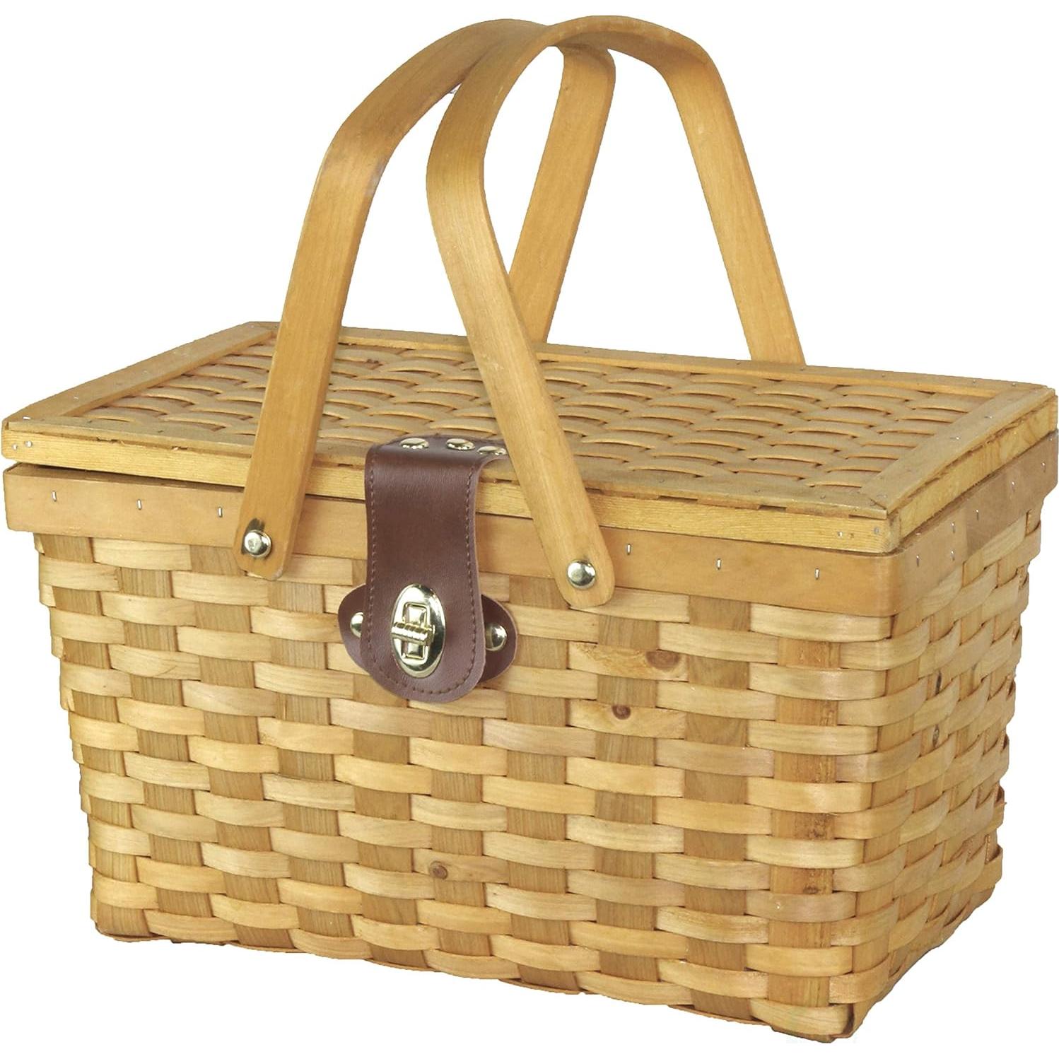 Cesta de Picnic de Madera Natural Vintiquewise 31.75x19.05cm