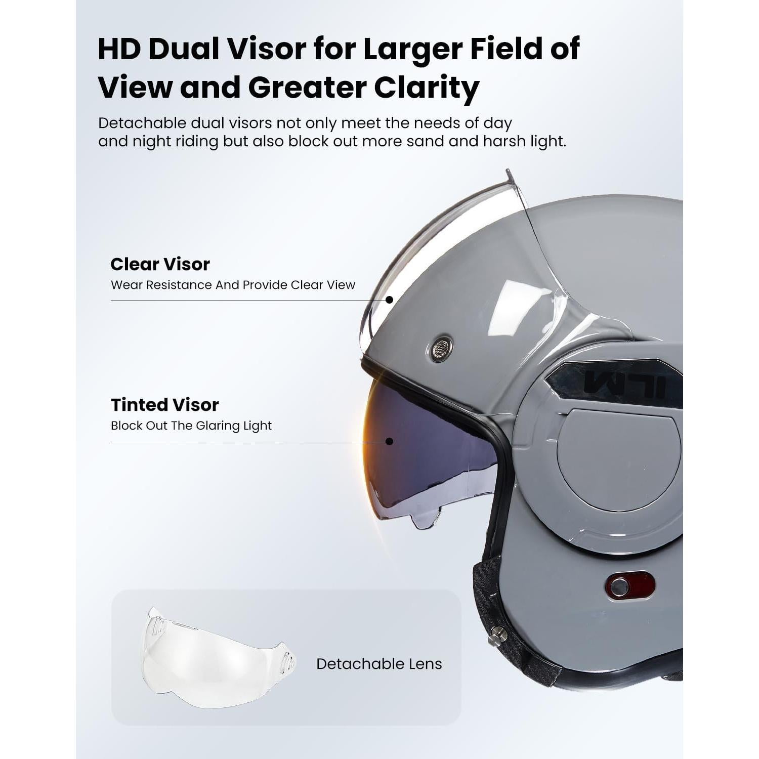 Casco Modular ILM B707 Vintage Gris Pequeño para Motocicleta