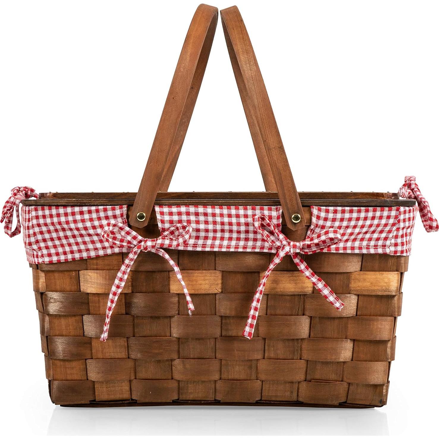 Cesta de Picnic de Madera Tejida a Mano Picnic Time 45.7x30.5cm