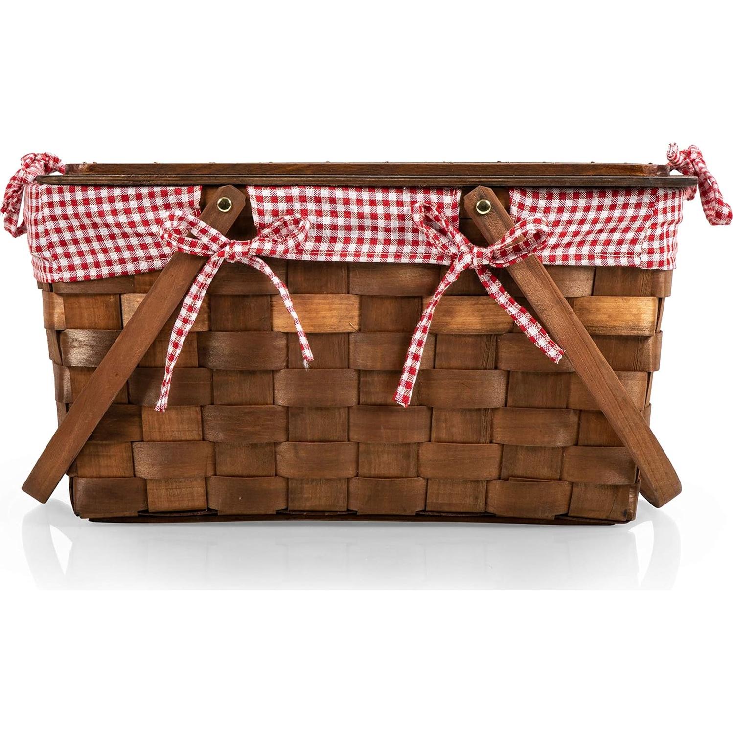 Cesta de Picnic de Madera Tejida a Mano Picnic Time 45.7x30.5cm
