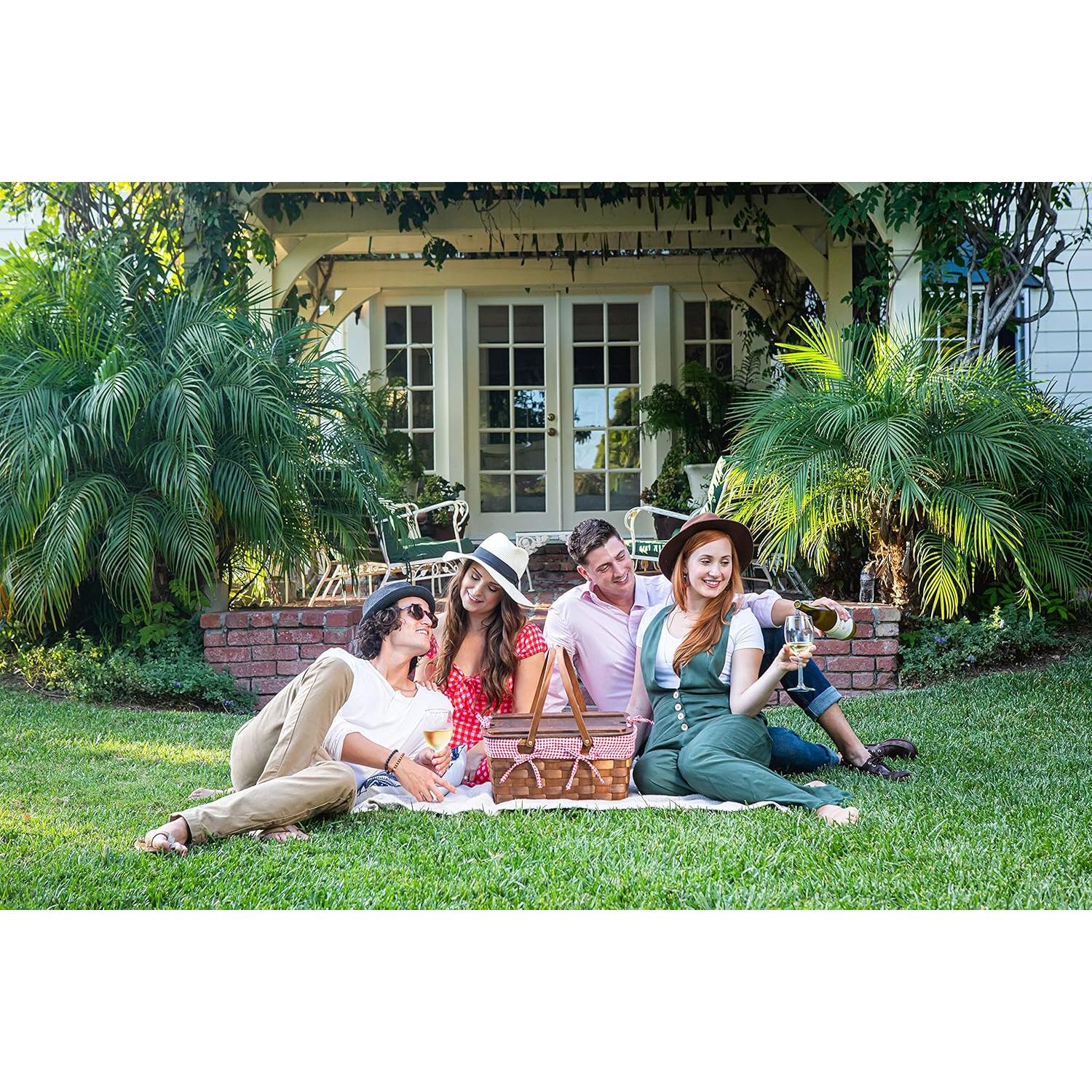 Cesta de Picnic de Madera Tejida a Mano Picnic Time 45.7x30.5cm