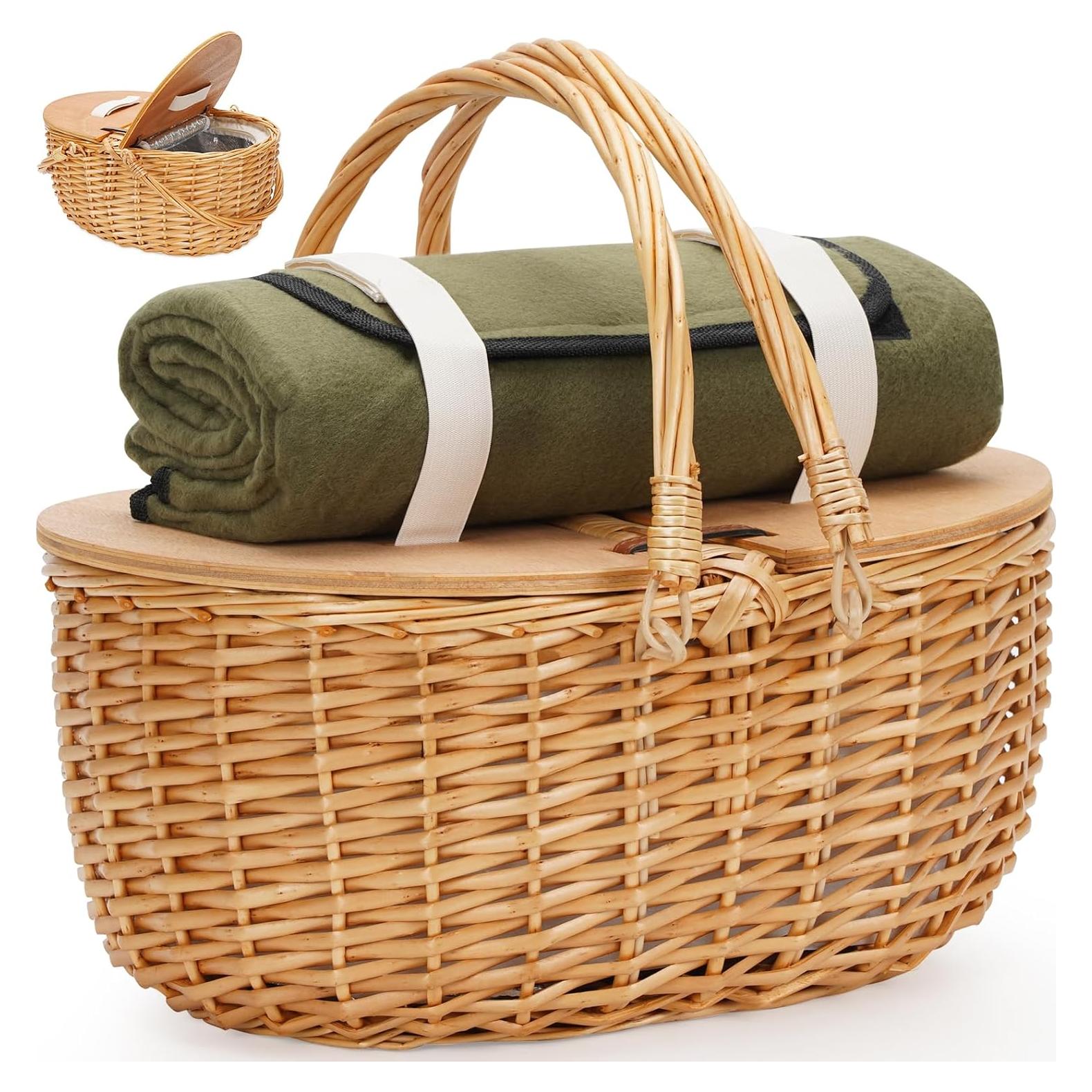 Cesta de Picnic ZORMY con Enfriador y Manta 39x29x38 cm