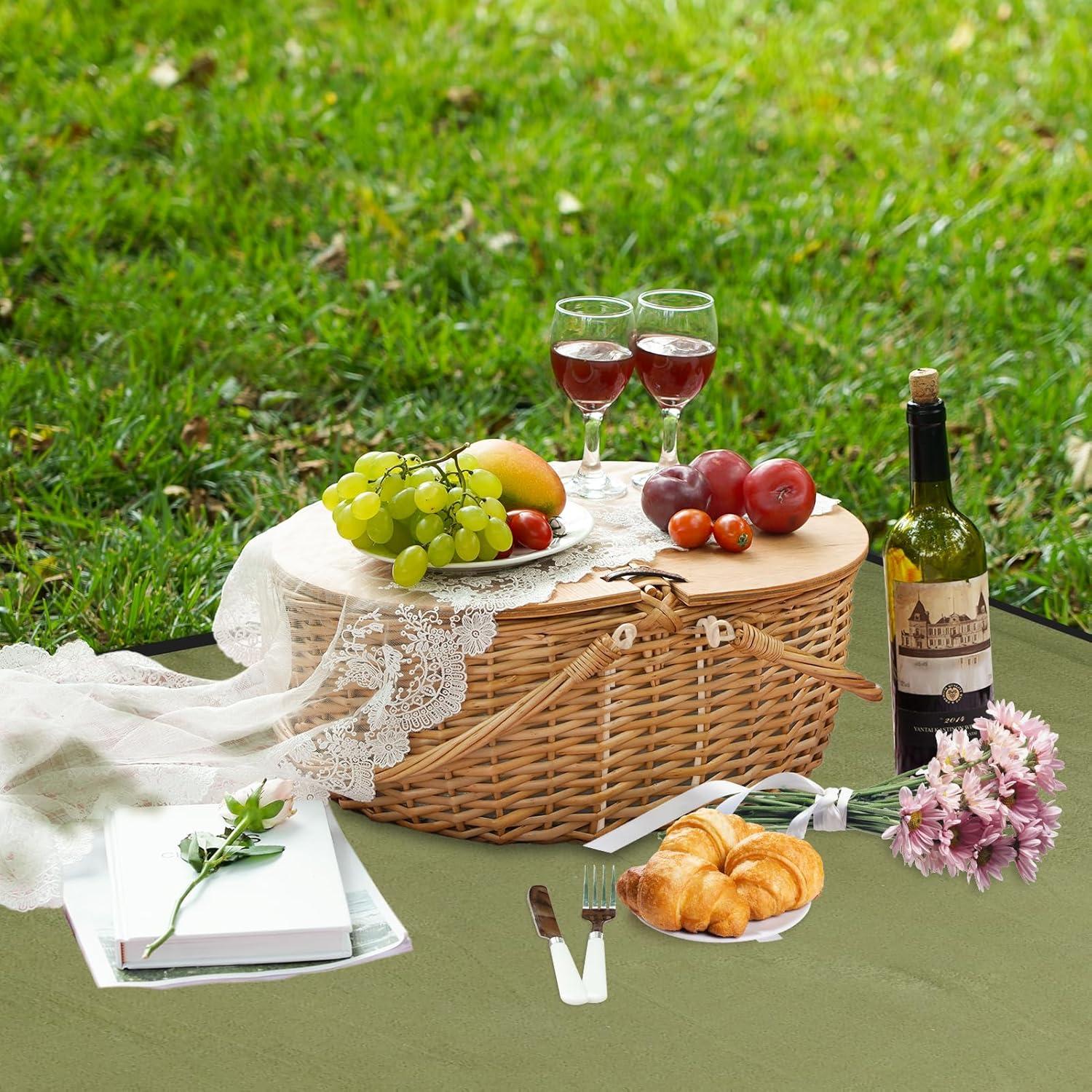 Cesta de Picnic ZORMY con Enfriador y Manta 39x29x38 cm