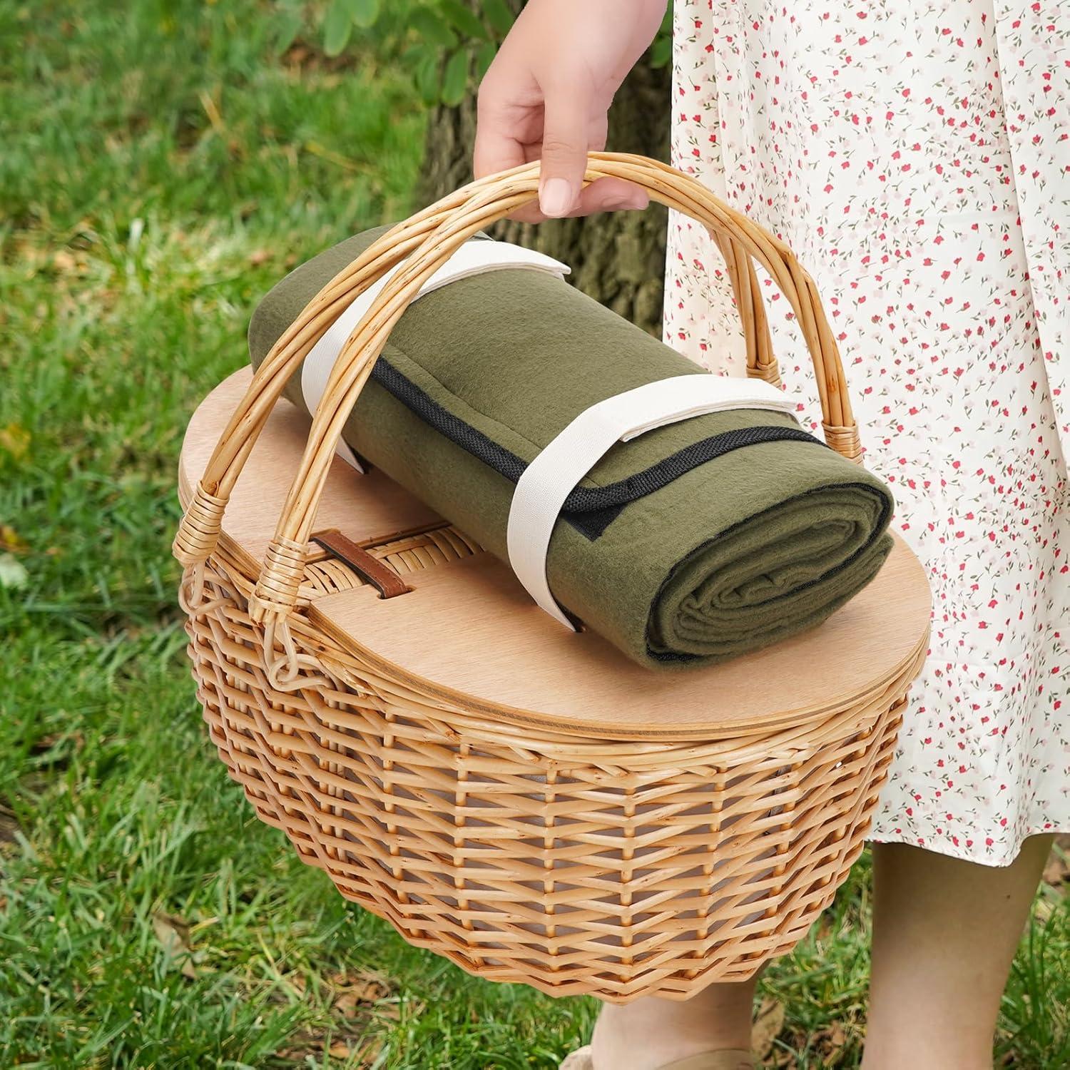 Cesta de Picnic ZORMY con Enfriador y Manta 39x29x38 cm