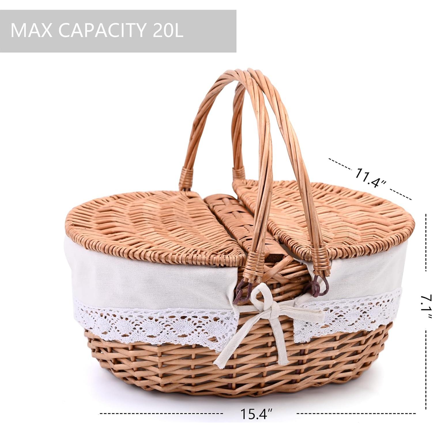 Cesta de Picnic de Mimbre SatisInside Grande 20L Natural