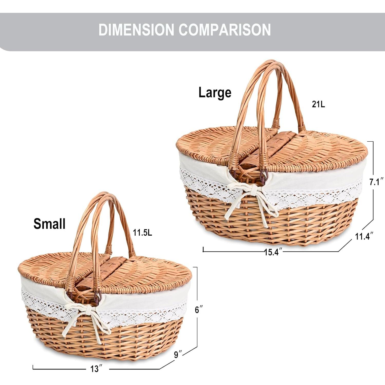 Cesta de Picnic de Mimbre SatisInside Grande 20L Natural