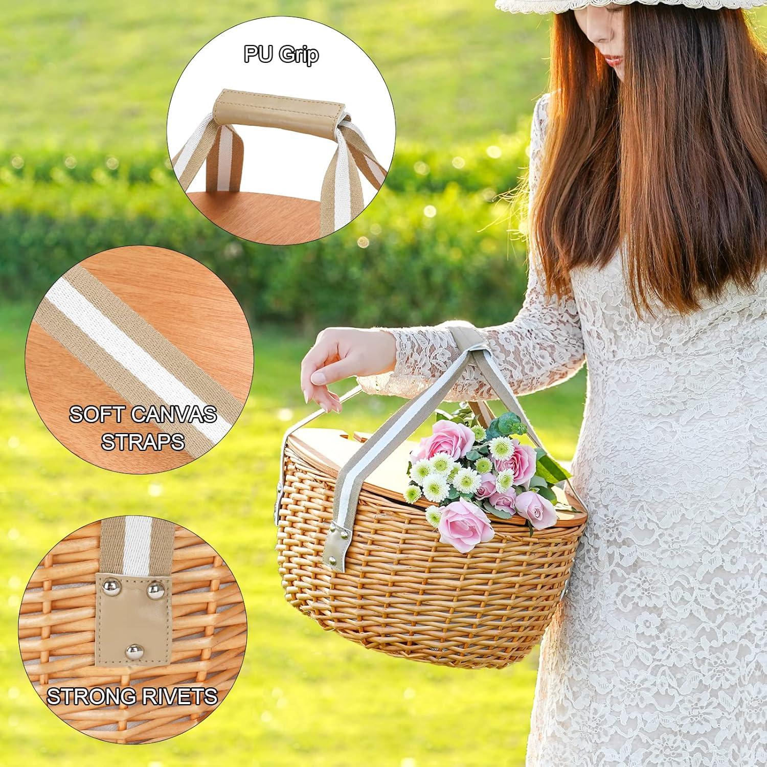 Cesta de Picnic STBoo para 4 Personas con Mesa Plegable Beige