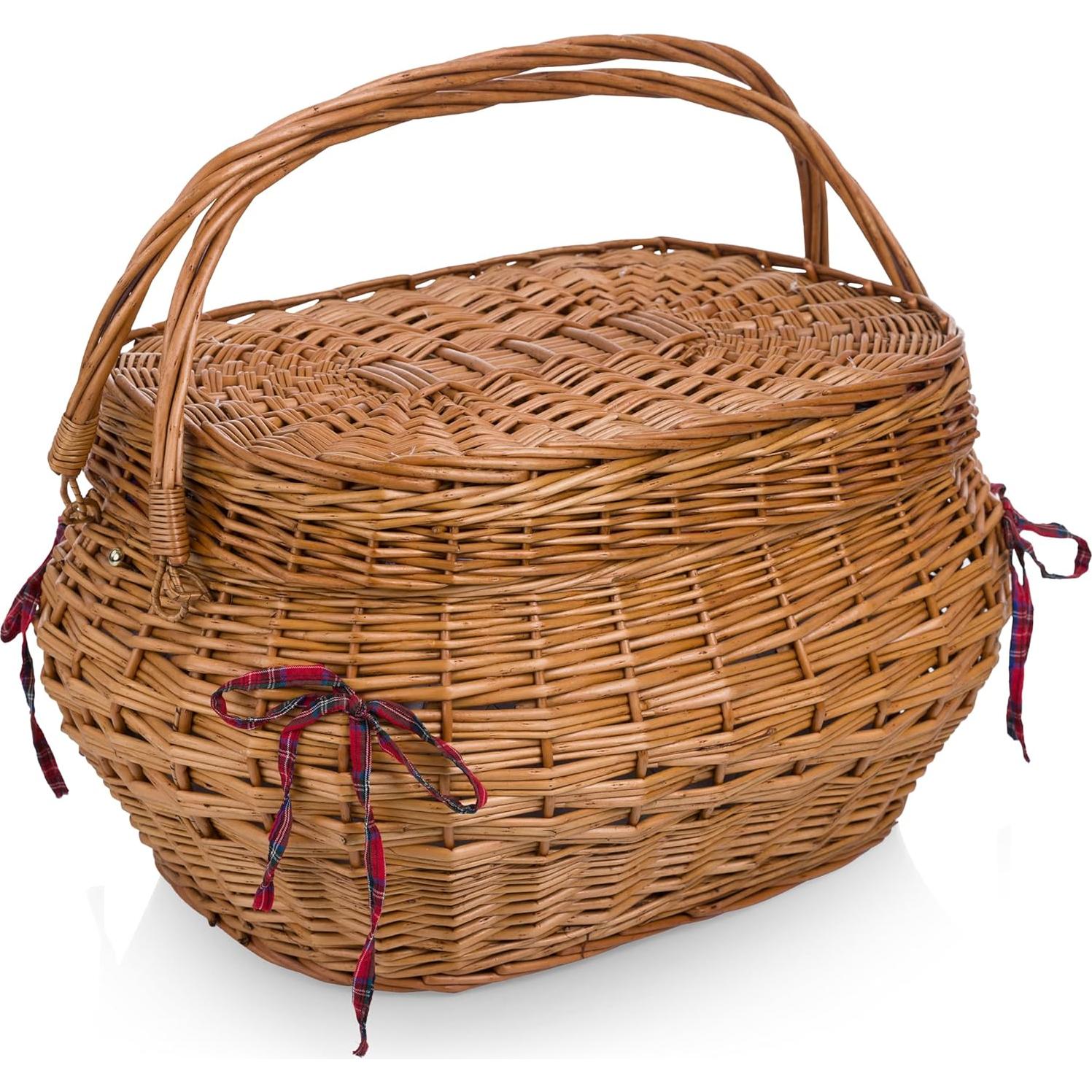 Cesta de Picnic Deluxe Picnic Time para 4 Personas - Tartán Rojo