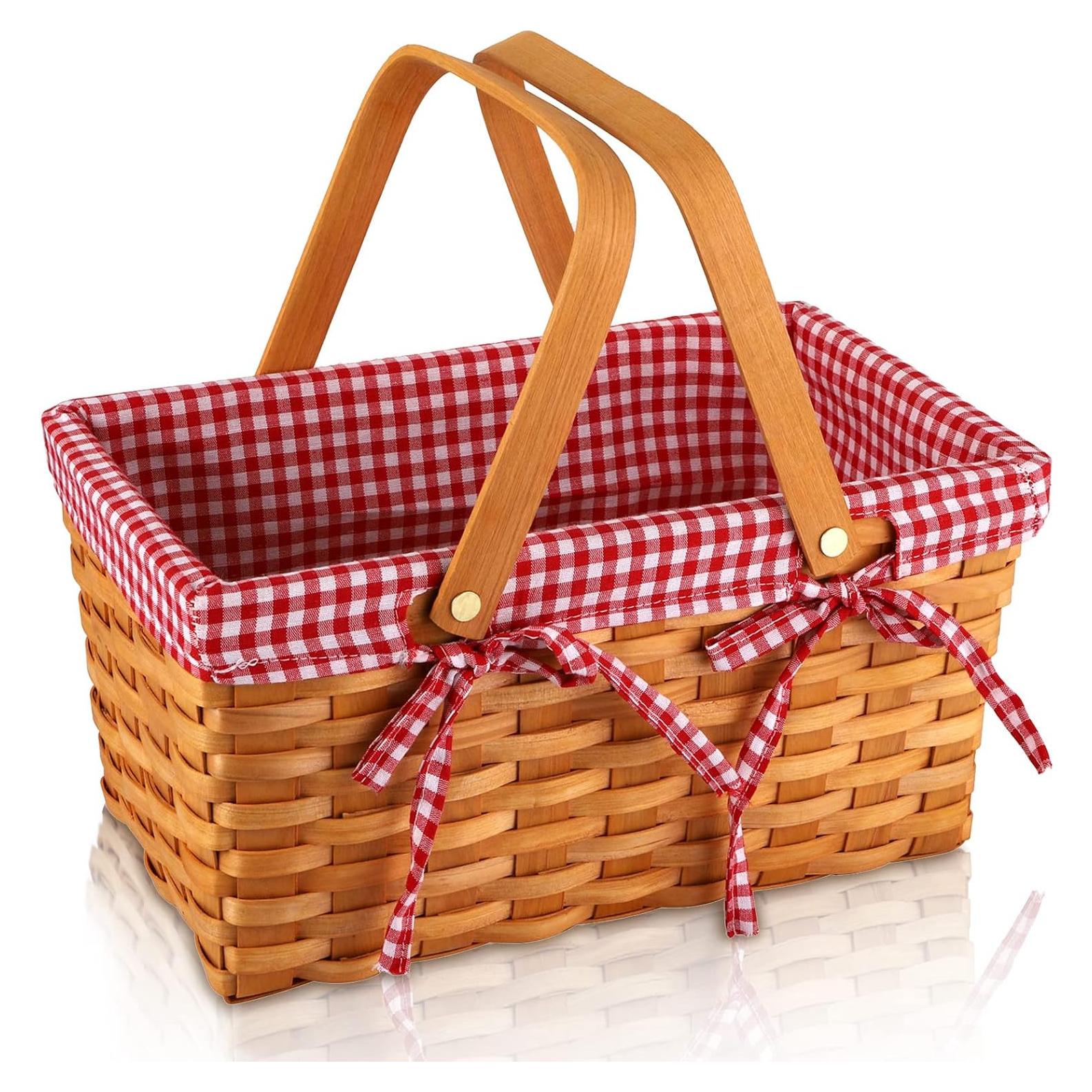 Cesta de Picnic Yesland de Madera Natural 33x20.3x15.9 cm