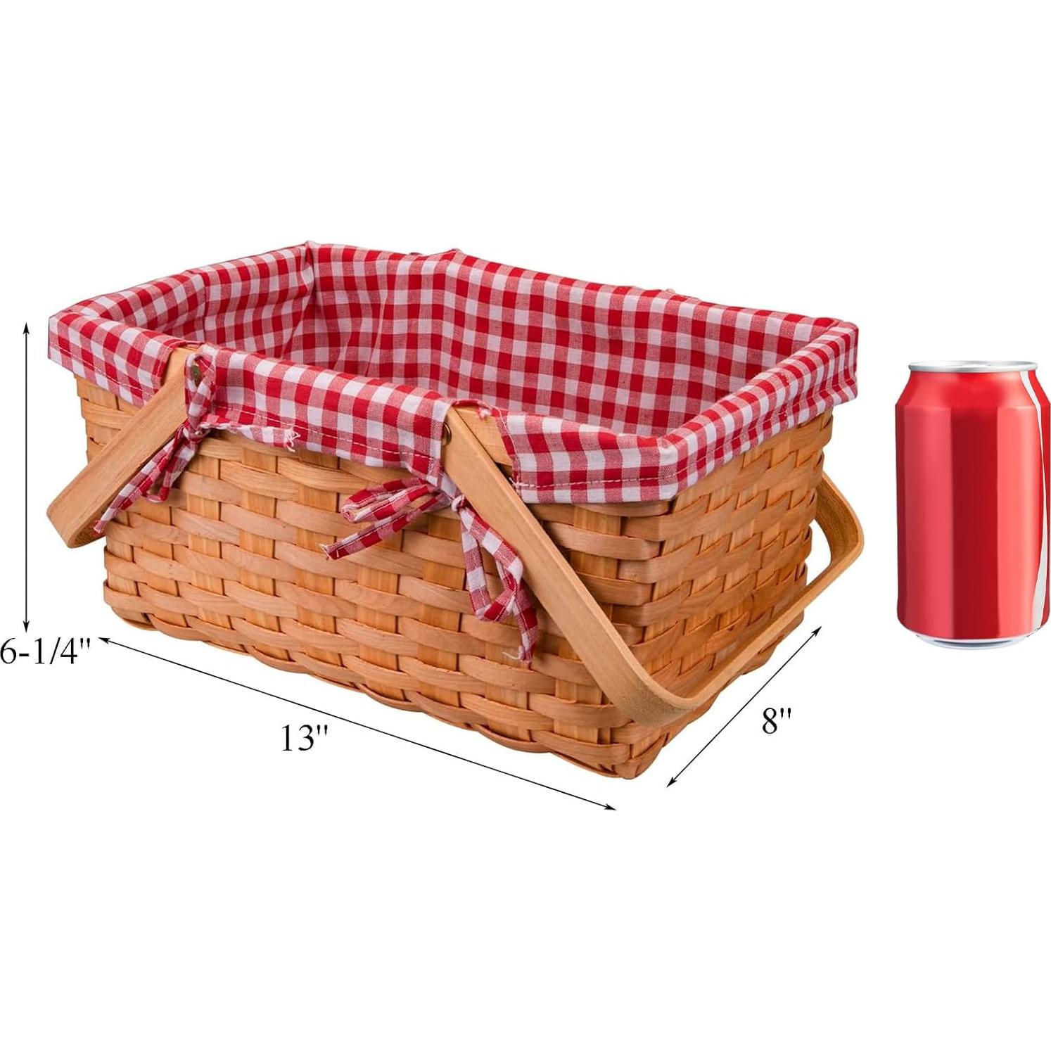Cesta de Picnic Yesland de Madera Natural 33x20.3x15.9 cm