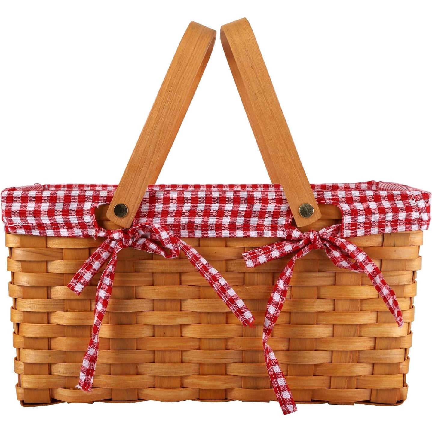 Cesta de Picnic Yesland de Madera Natural 33x20.3x15.9 cm