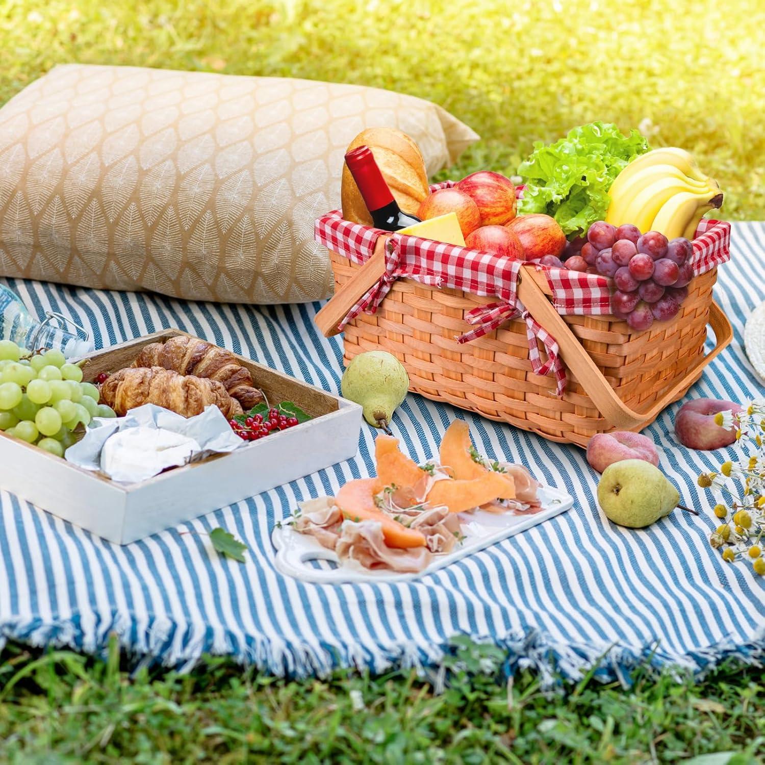 Cesta de Picnic Yesland de Madera Natural 33x20.3x15.9 cm