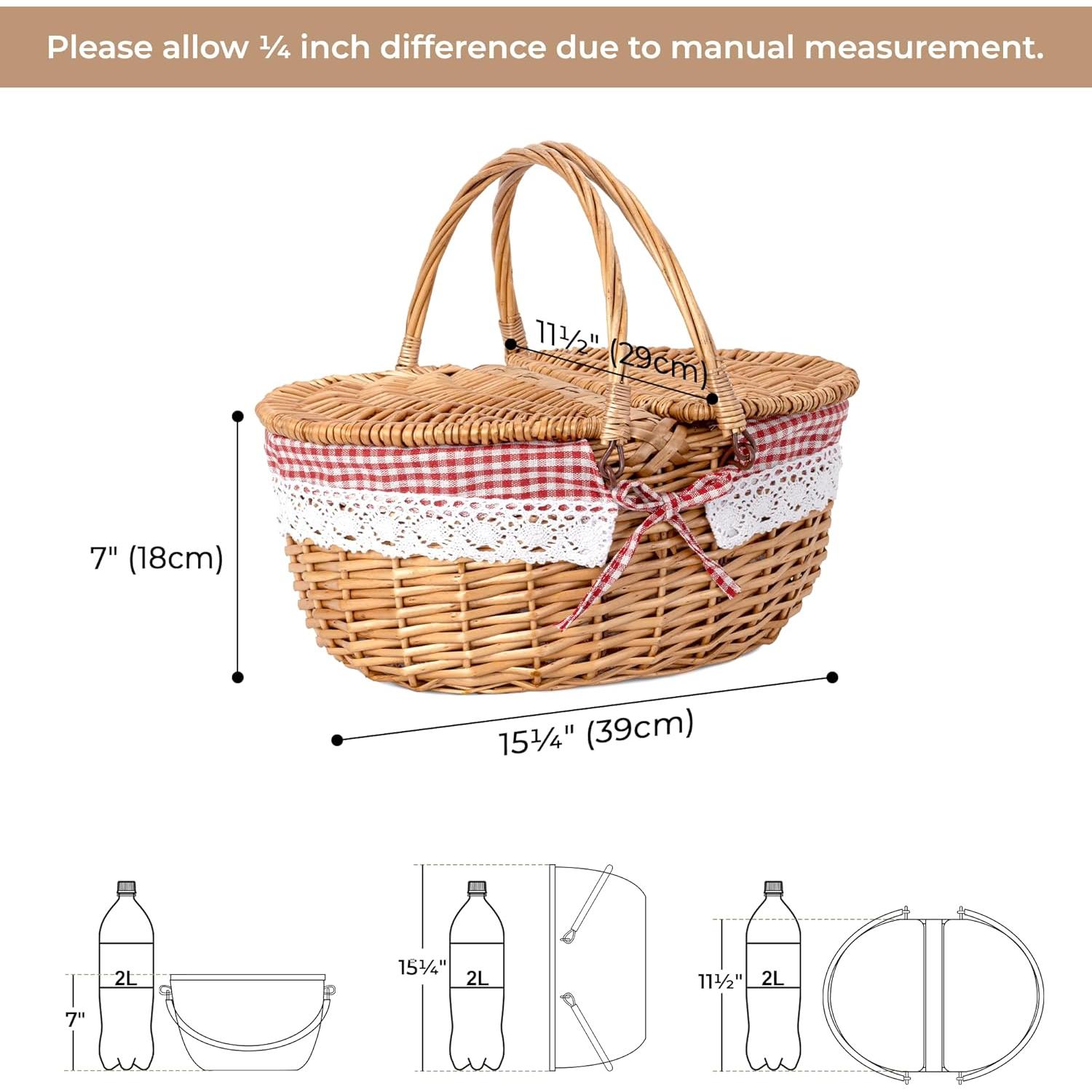 Cesta de Picnic GRANNY SAYS de Mimbre Natural con Tapa Roja