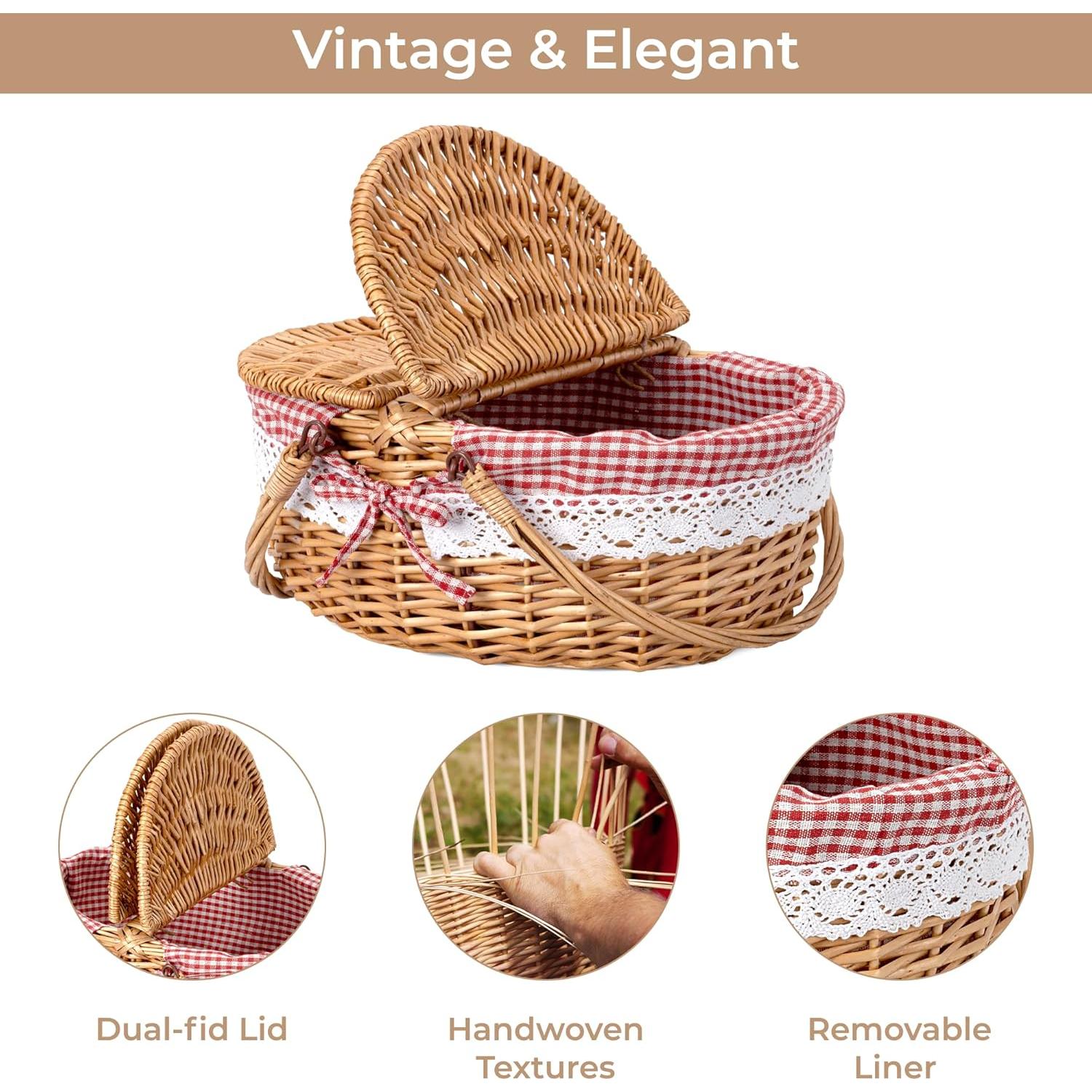 Cesta de Picnic GRANNY SAYS de Mimbre Natural con Tapa Roja