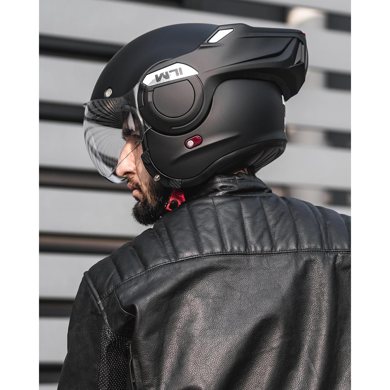 Casco Modular ILM B707 Vintage Negro Mate para Motocicleta