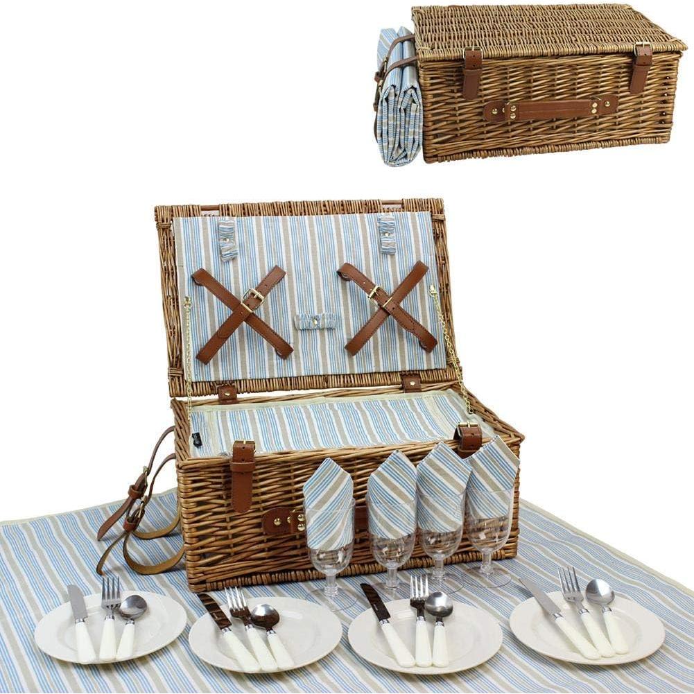 Cesta de Picnic de Mimbre HappyPicnic para 4 Personas con Enfriador