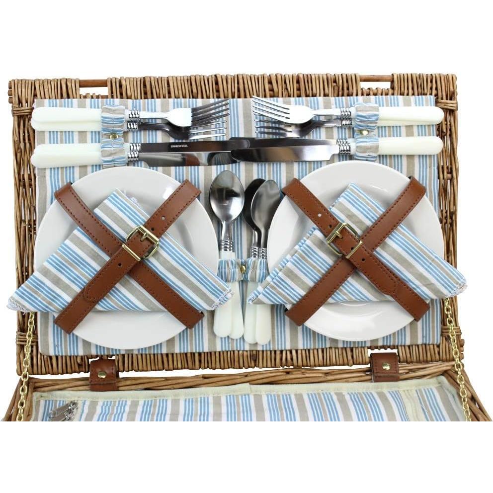 Cesta de Picnic de Mimbre HappyPicnic para 4 Personas con Enfriador