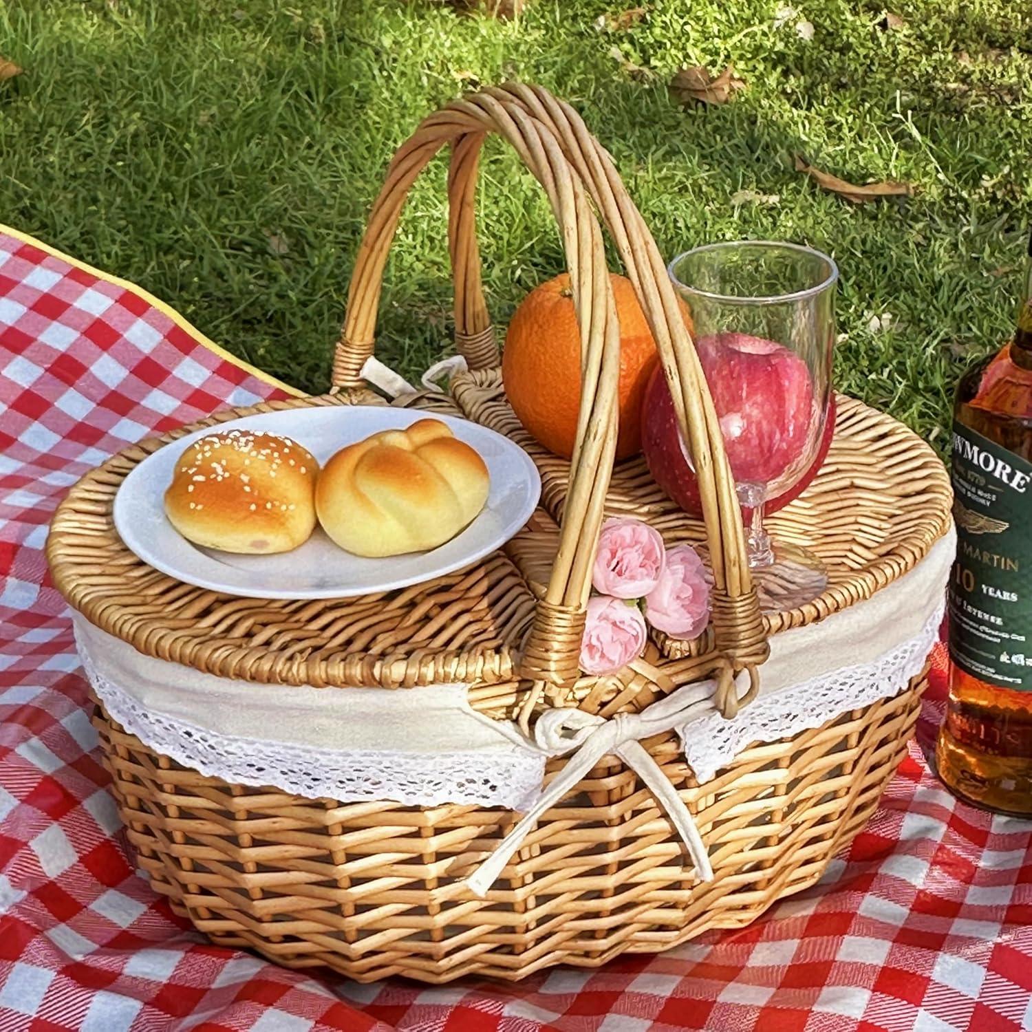 Canasta de Picnic Grande OrgaNatureQueen con Manta 39.1 cm