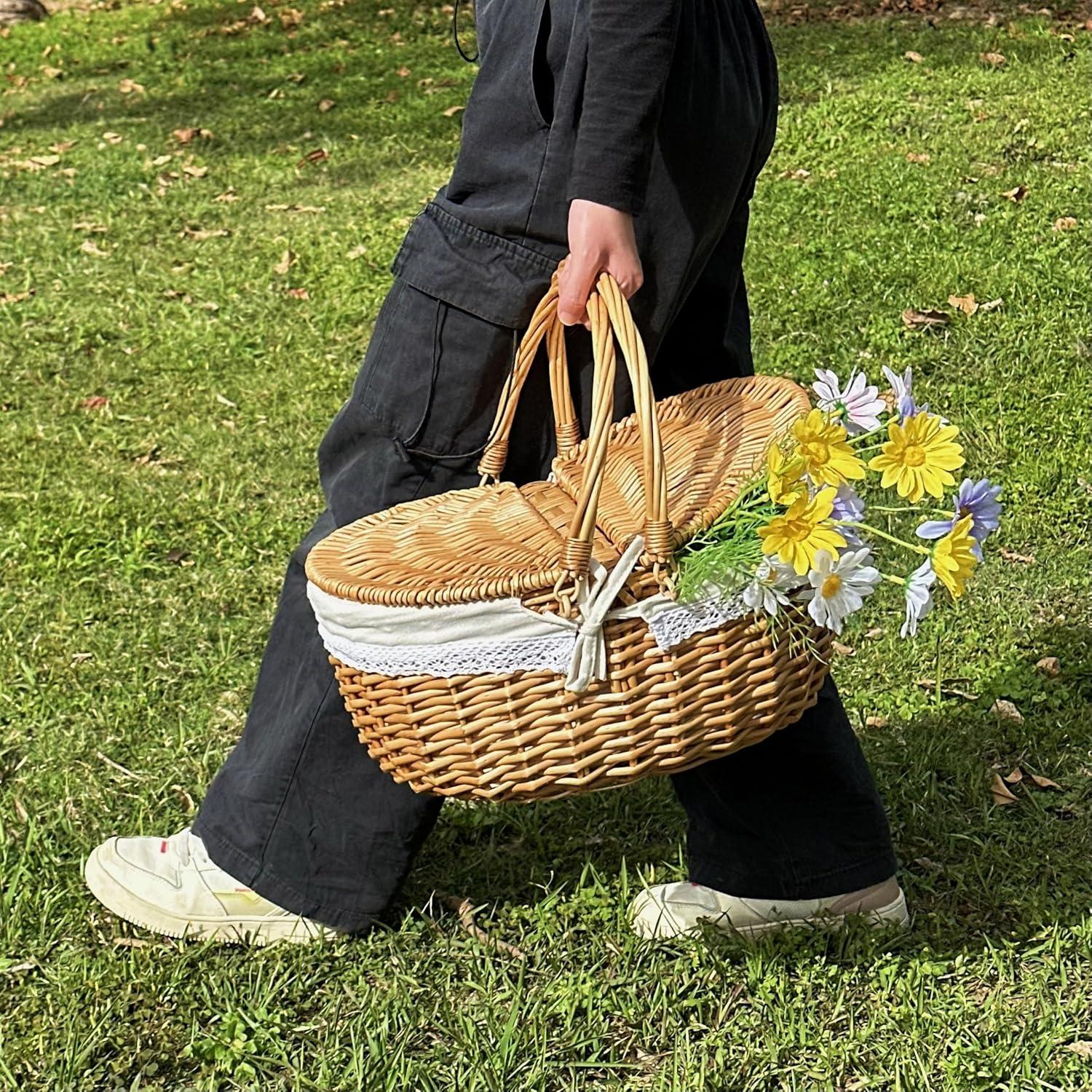 Canasta de Picnic Grande OrgaNatureQueen con Manta 39.1 cm