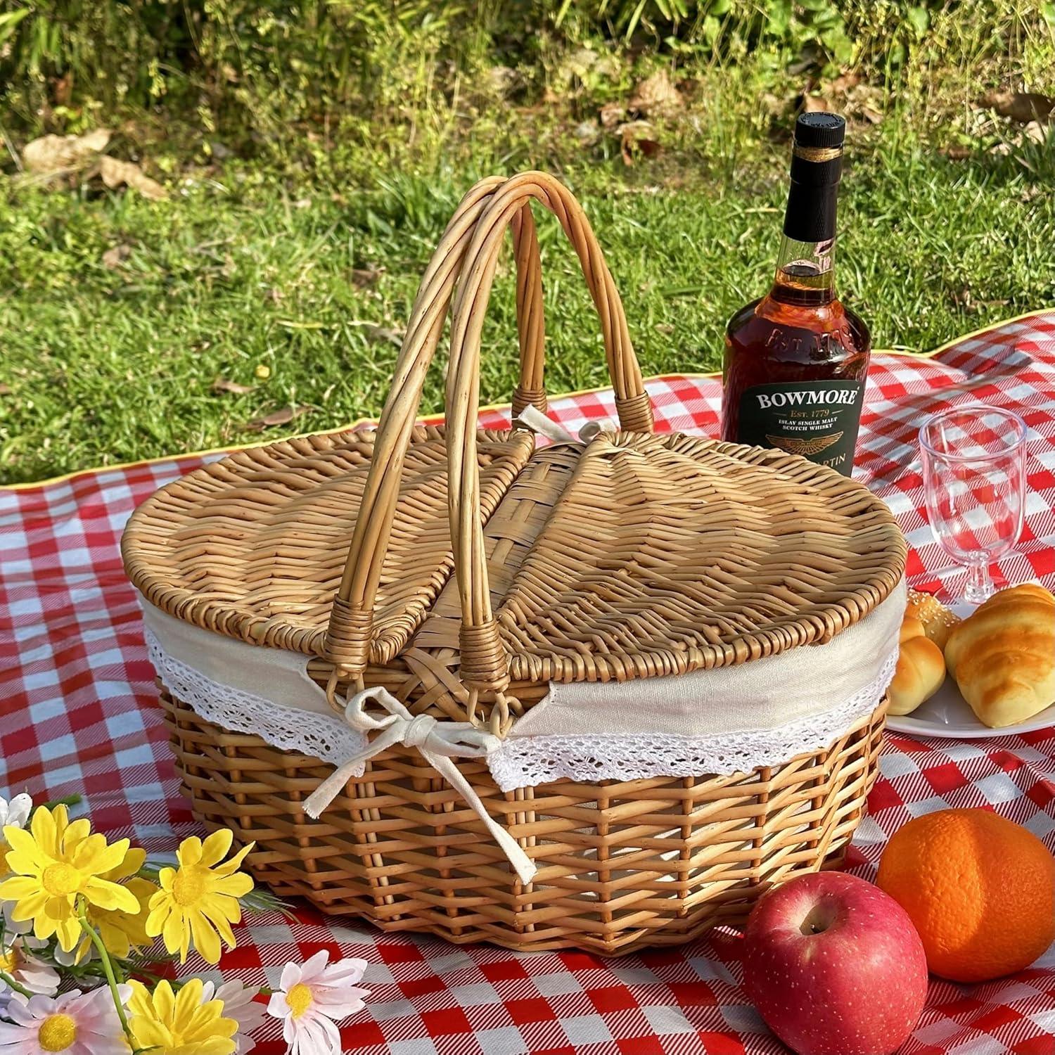 Canasta de Picnic Grande OrgaNatureQueen con Manta 39.1 cm