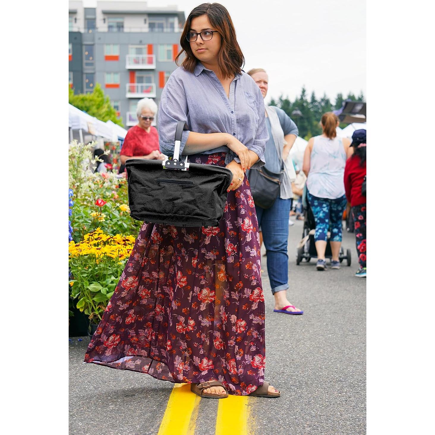 Canasta de Mercado Plegable RSVP Internacional 43x28x23 cm Negra