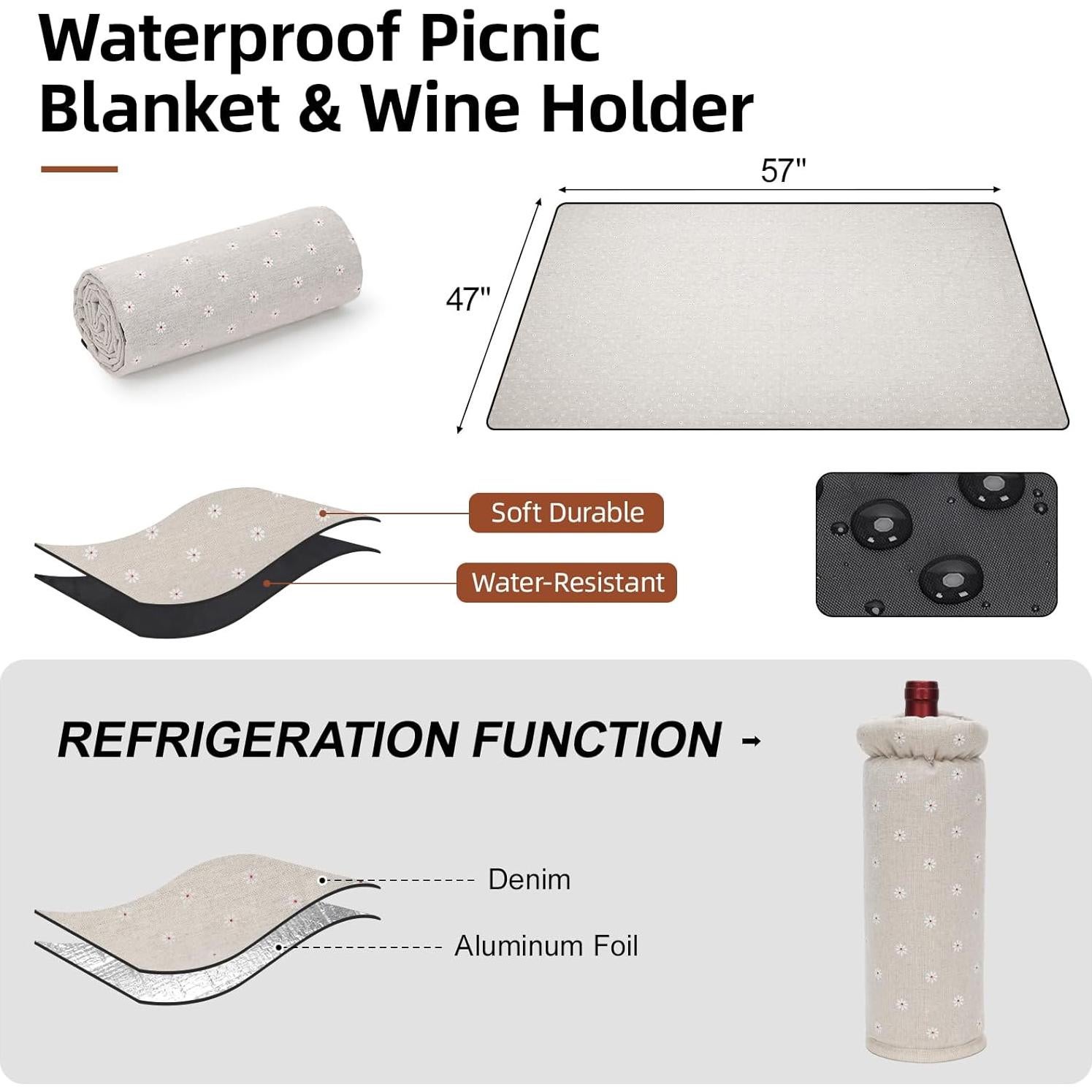 Cesta de Picnic G GOOD GAIN 19 Piezas Mimbre con Manta 38x28cm