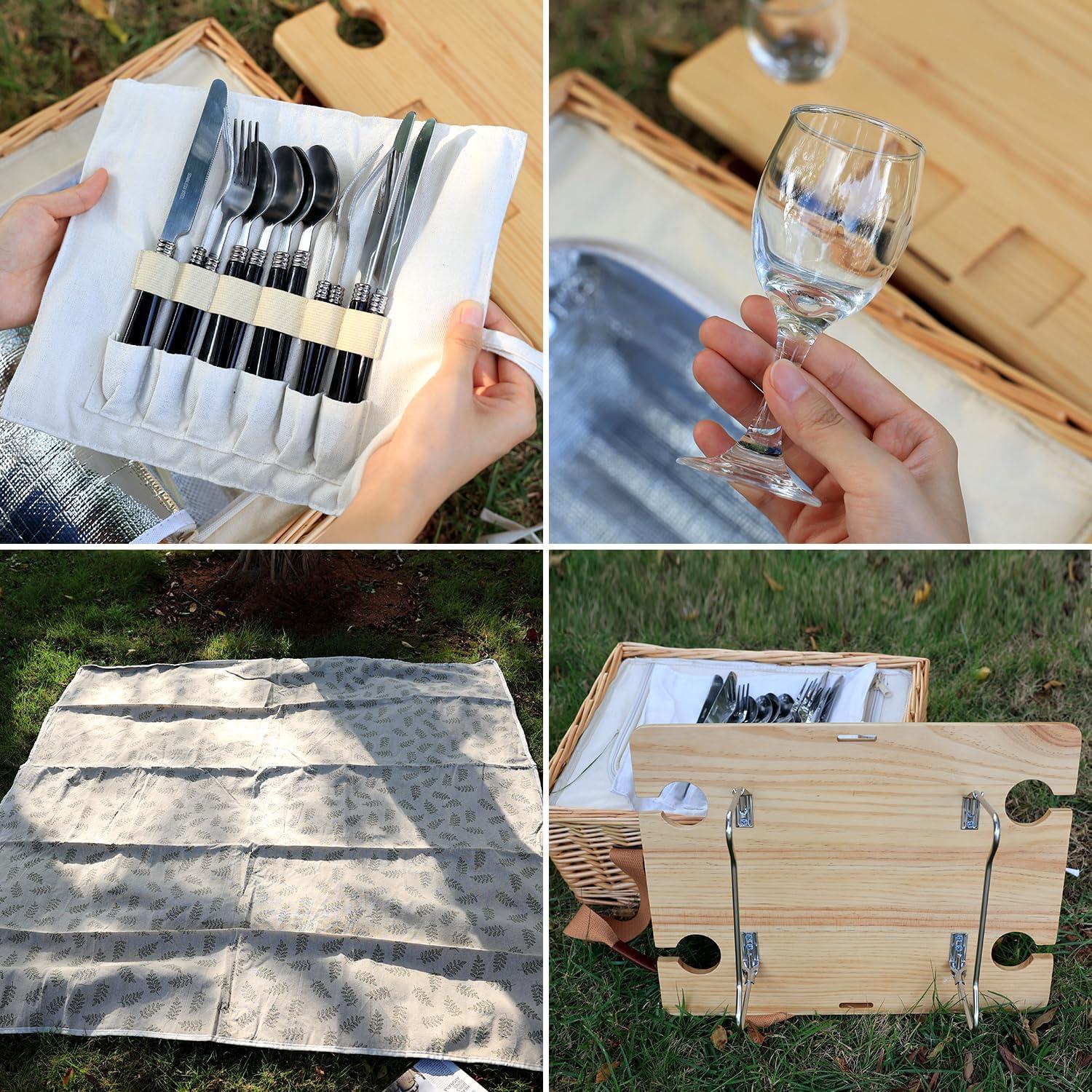 Cesta de Picnic Hap Tim para 4 Personas con Mesa Plegable