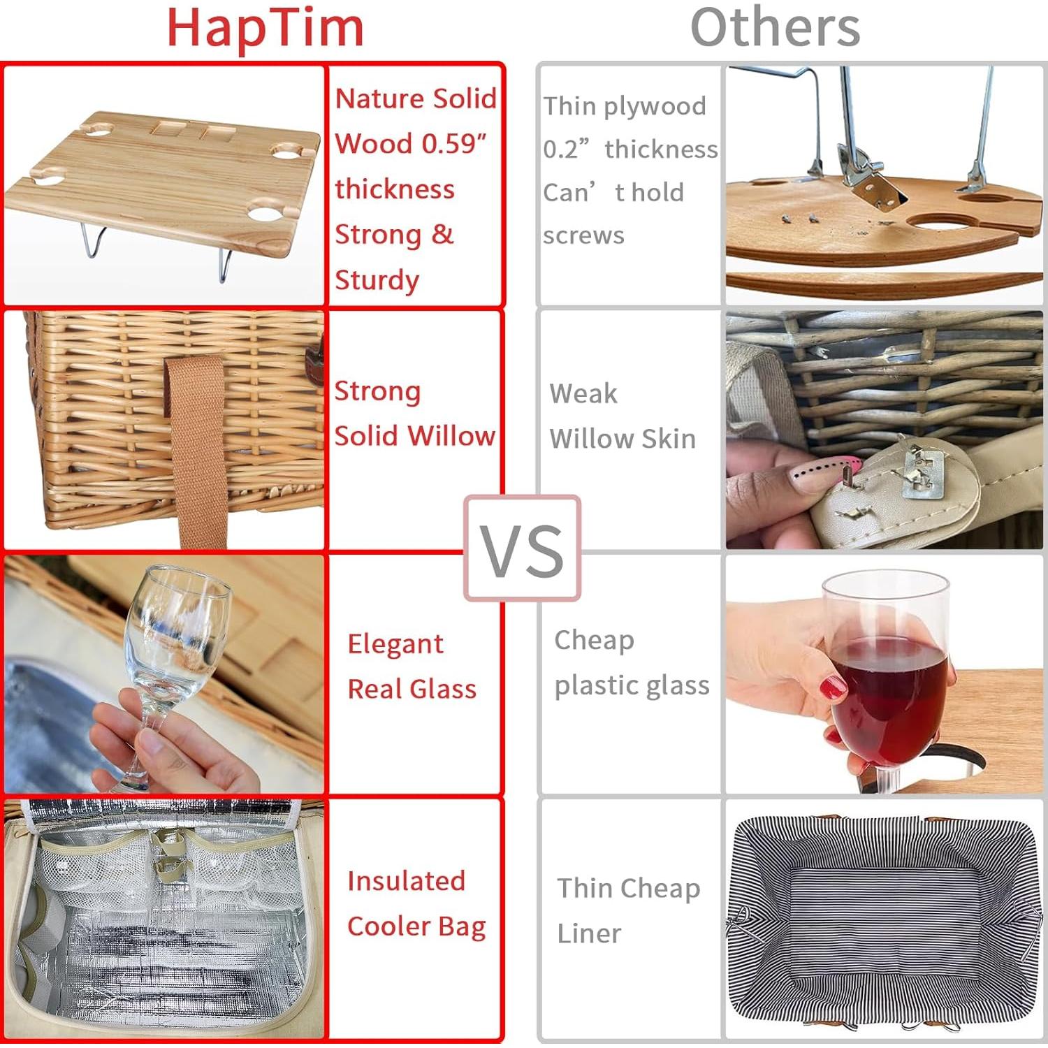 Cesta de Picnic Hap Tim para 4 Personas con Mesa Plegable