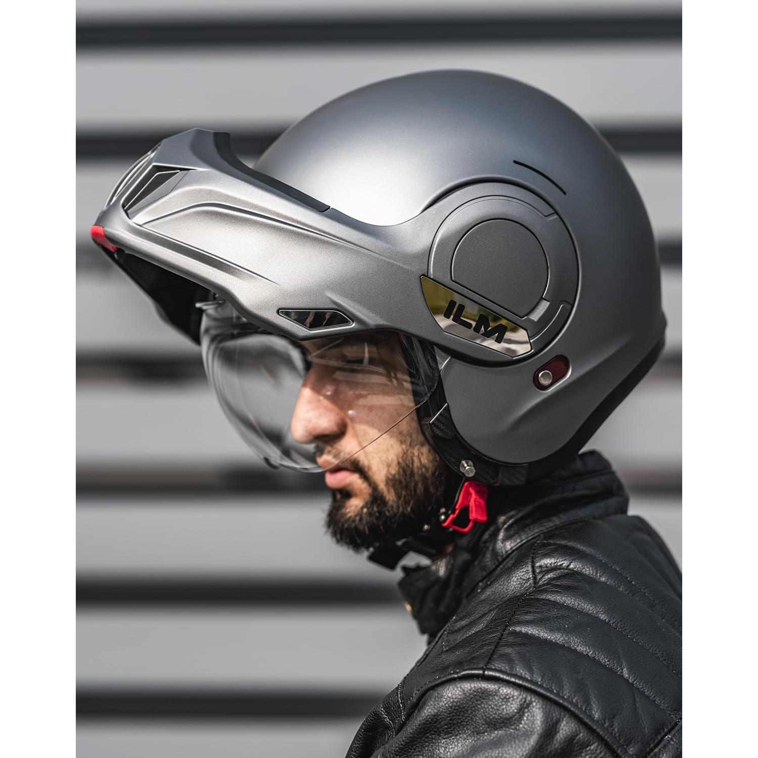 Casco Modular ILM B707 Vintage Gris Mate para Motocicleta