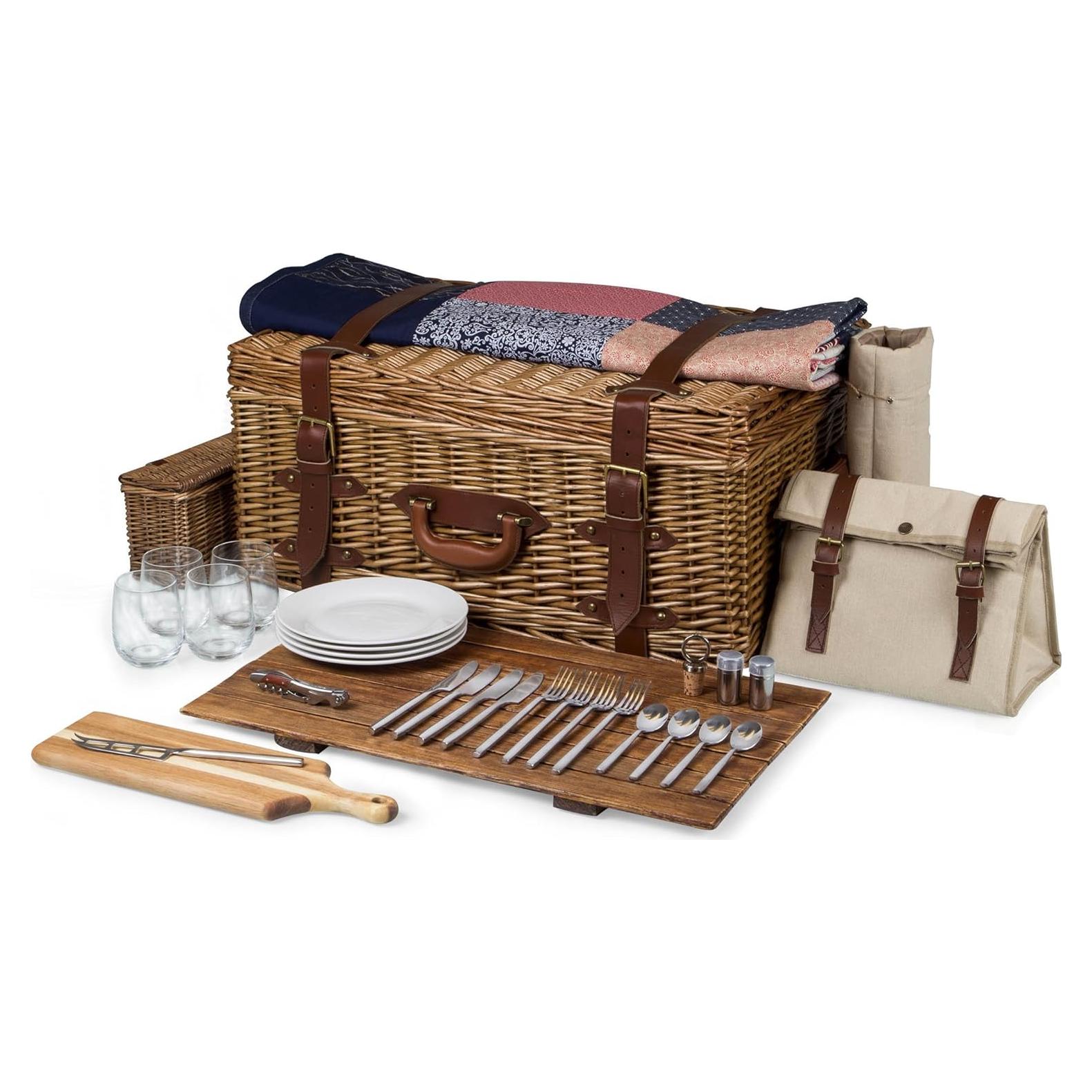 Canasta de Picnic de Lujo Picnic Time Charleston para 4 con Manta