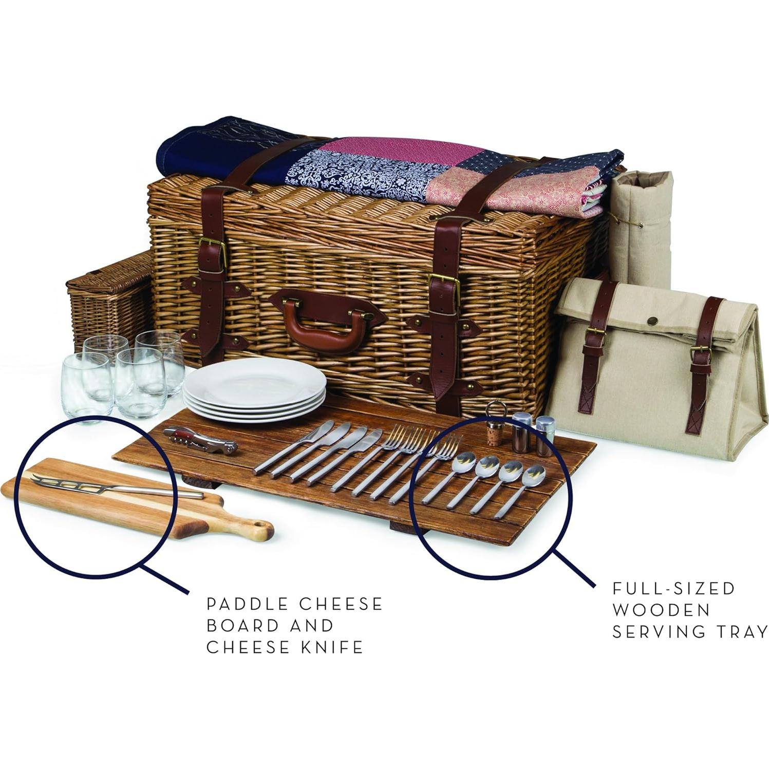 Canasta de Picnic de Lujo Picnic Time Charleston para 4 con Manta