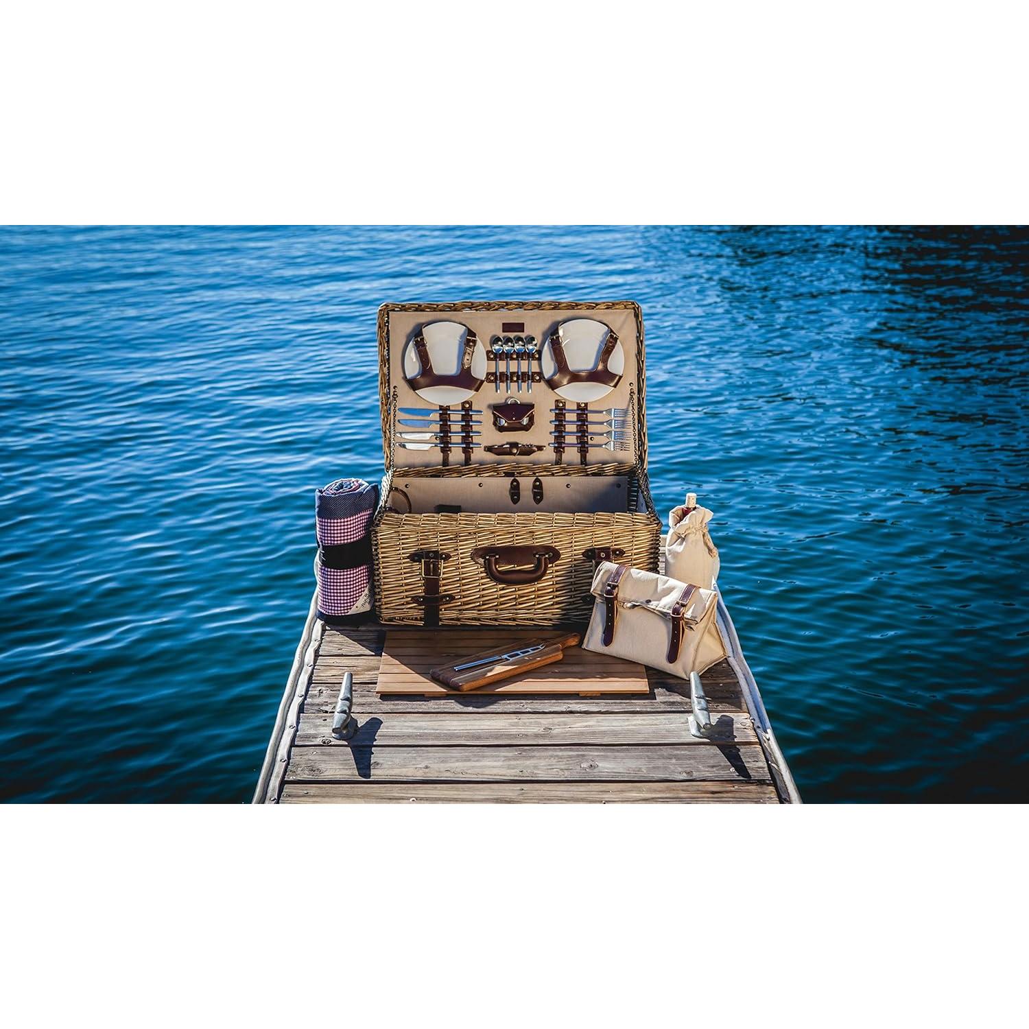 Canasta de Picnic de Lujo Picnic Time Charleston para 4 con Manta