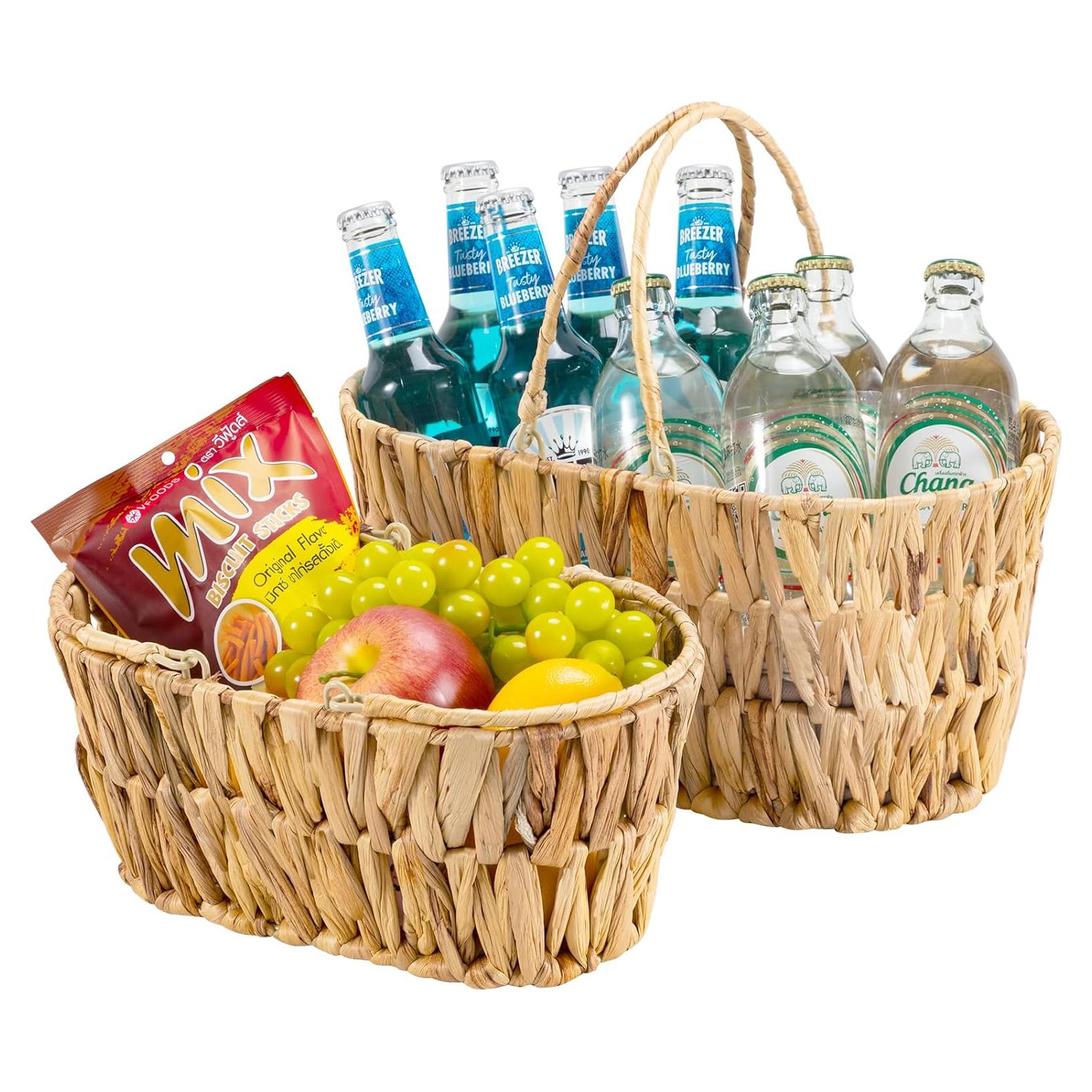 Cesta de Picnic Edergoo 2 Paquetes Mimbre Natural 35x20x16.5cm