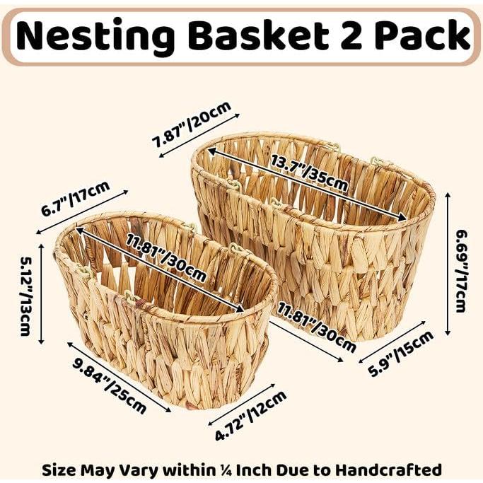 Cesta de Picnic Edergoo 2 Paquetes Mimbre Natural 35x20x16.5cm