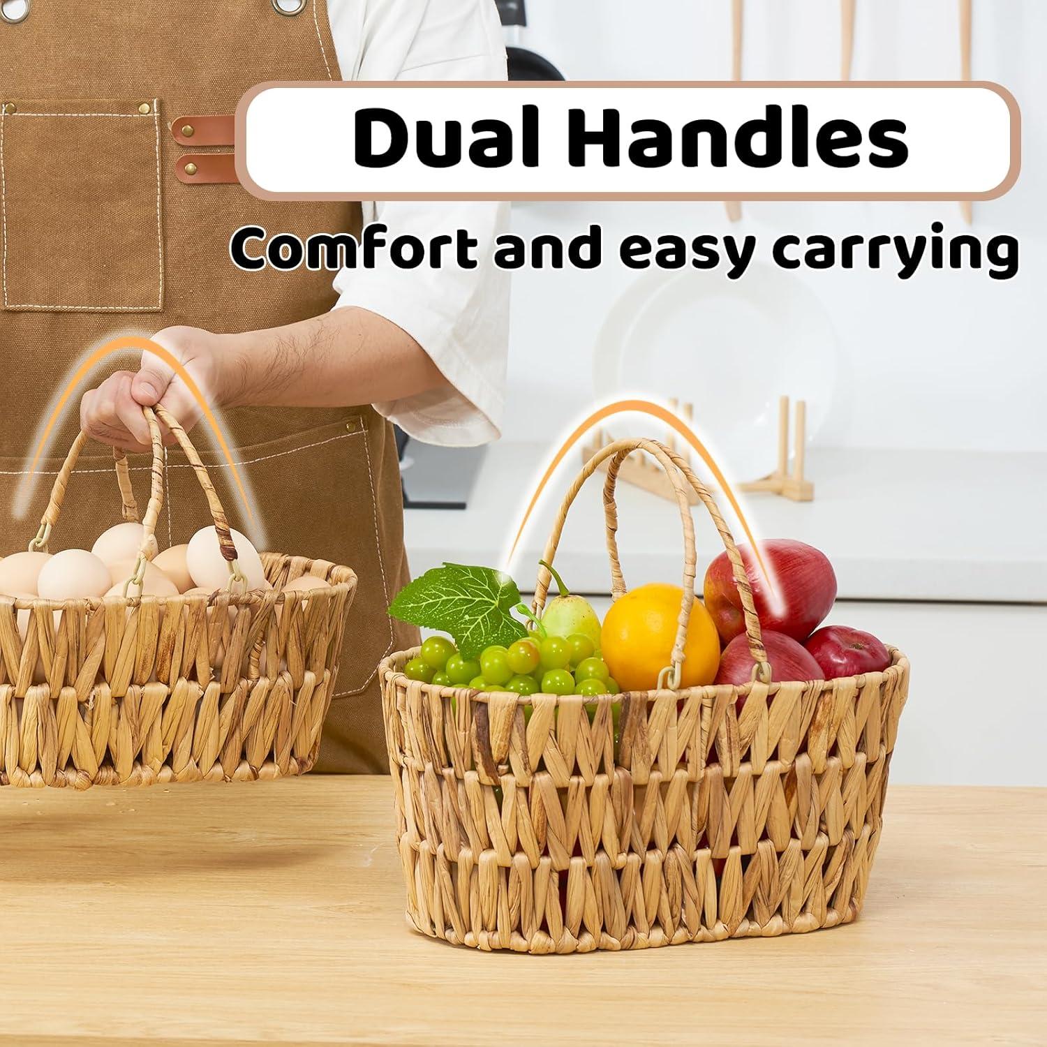 Cesta de Picnic Edergoo 2 Paquetes Mimbre Natural 35x20x16.5cm