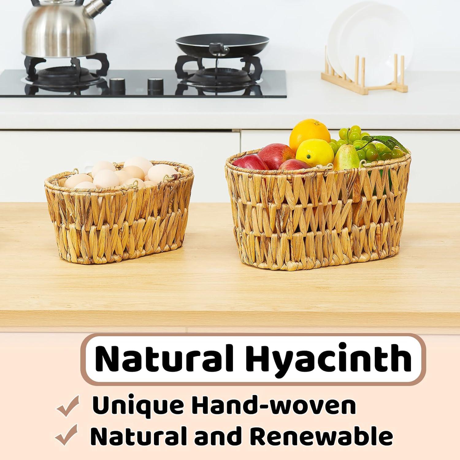 Cesta de Picnic Edergoo 2 Paquetes Mimbre Natural 35x20x16.5cm