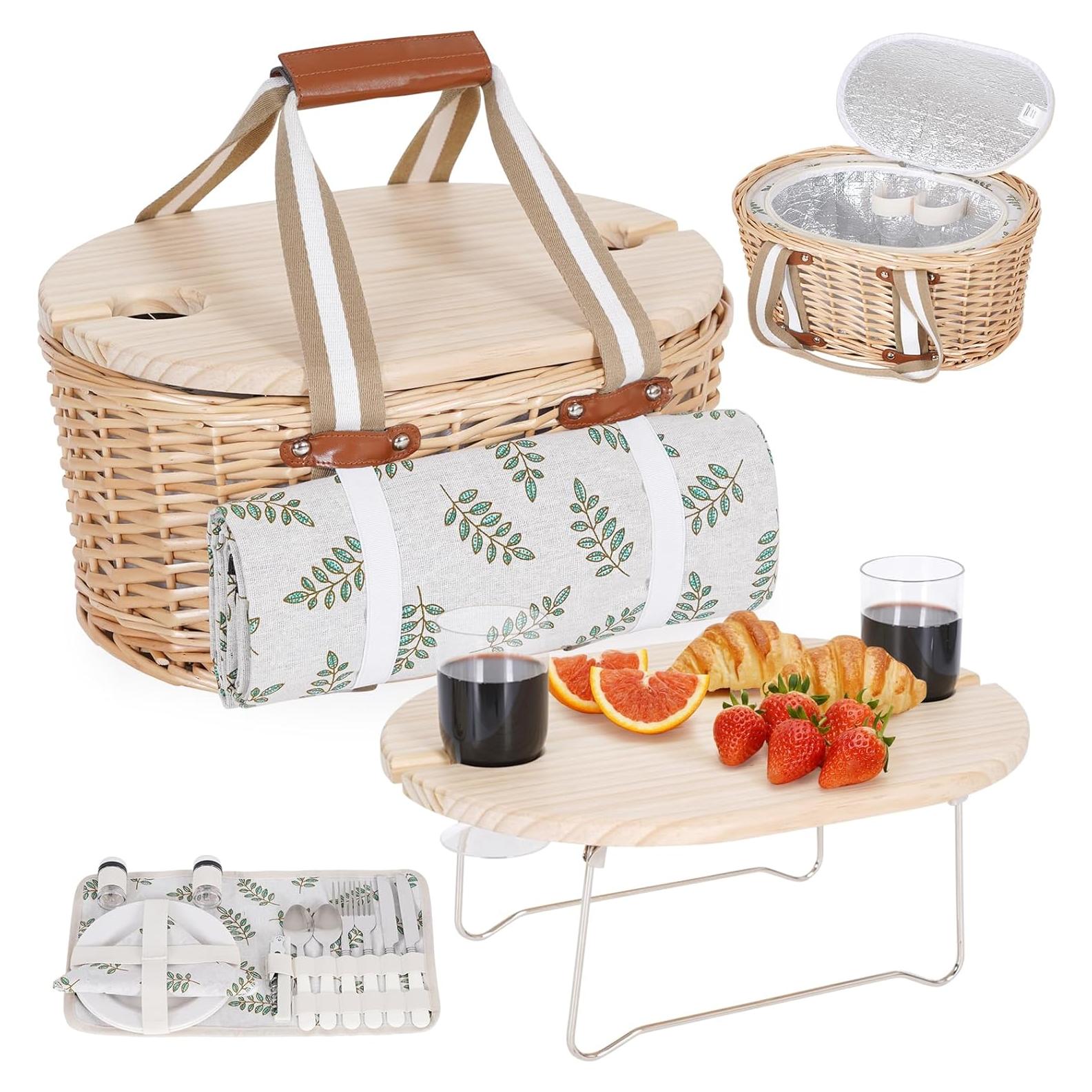 Juego de Cesta de Picnic Zettfuly para 2 Personas con Manta