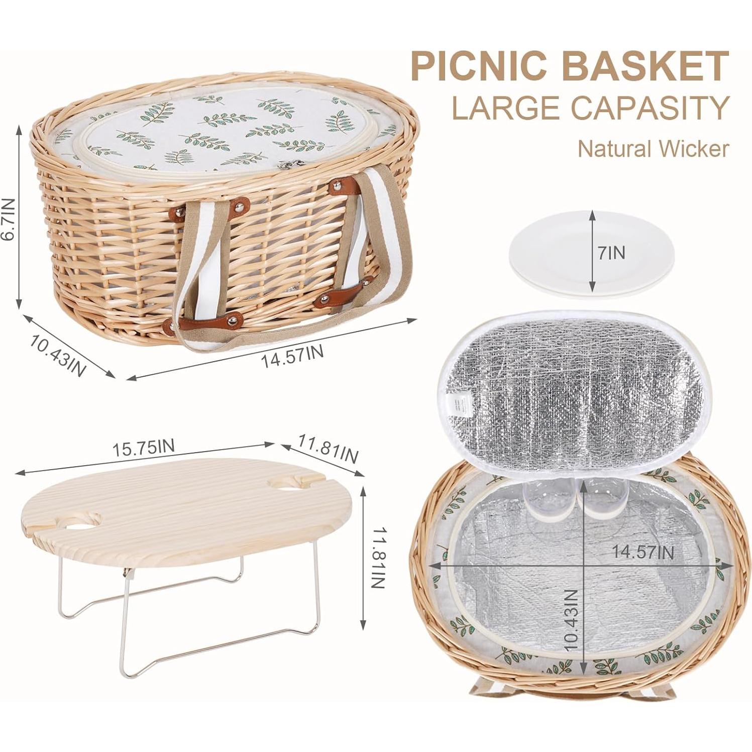 Juego de Cesta de Picnic Zettfuly para 2 Personas con Manta