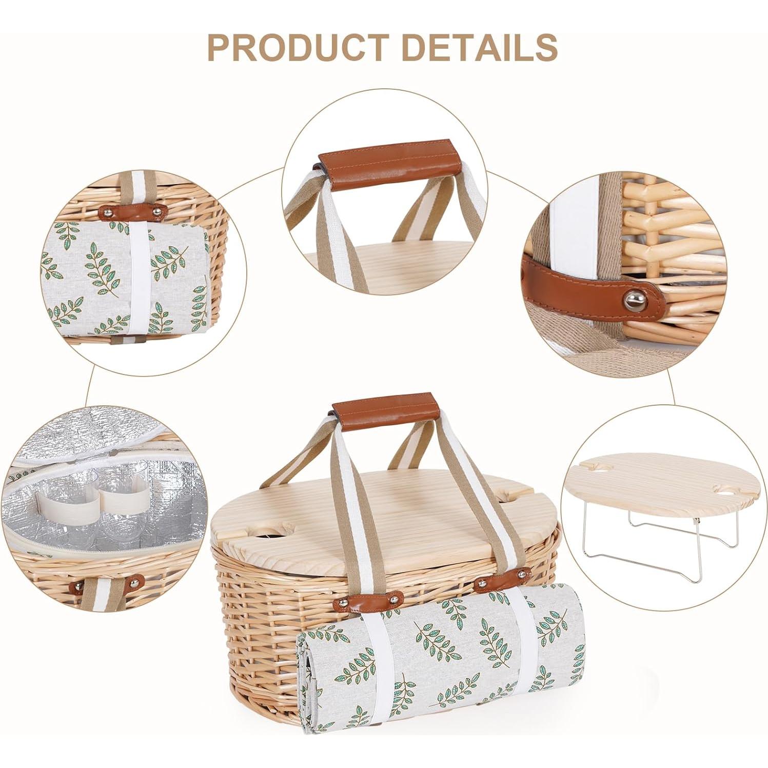 Juego de Cesta de Picnic Zettfuly para 2 Personas con Manta