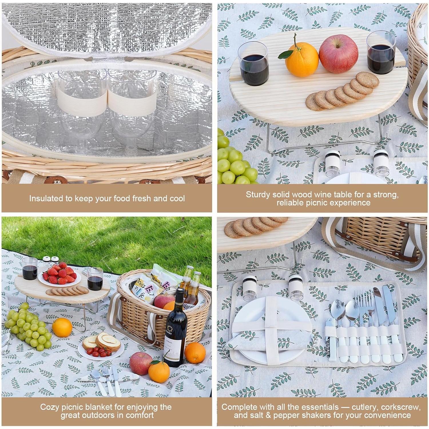 Juego de Cesta de Picnic Zettfuly para 2 Personas con Manta