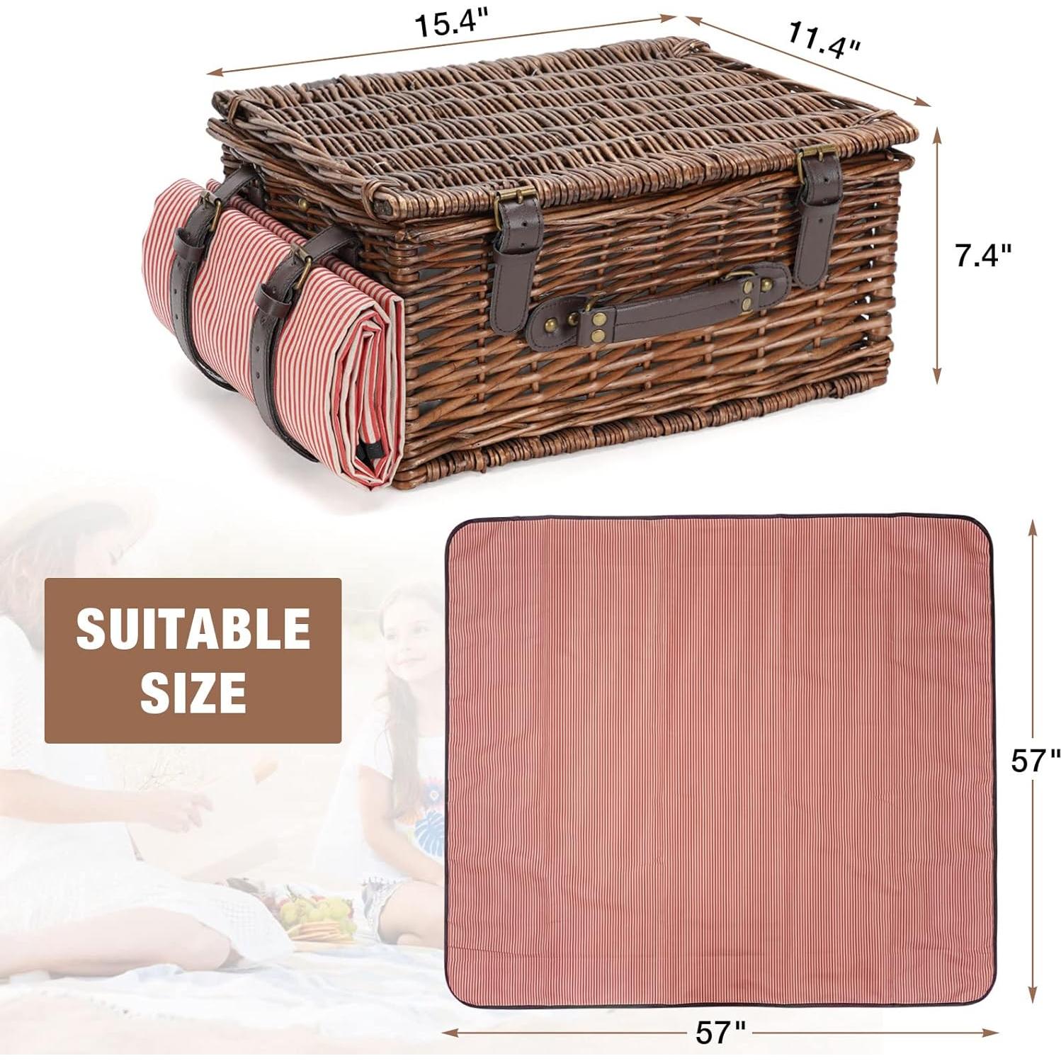 Juego de Cesta de Picnic INNO STAGE para 4 Personas con Enfriador y Manta Impermeable