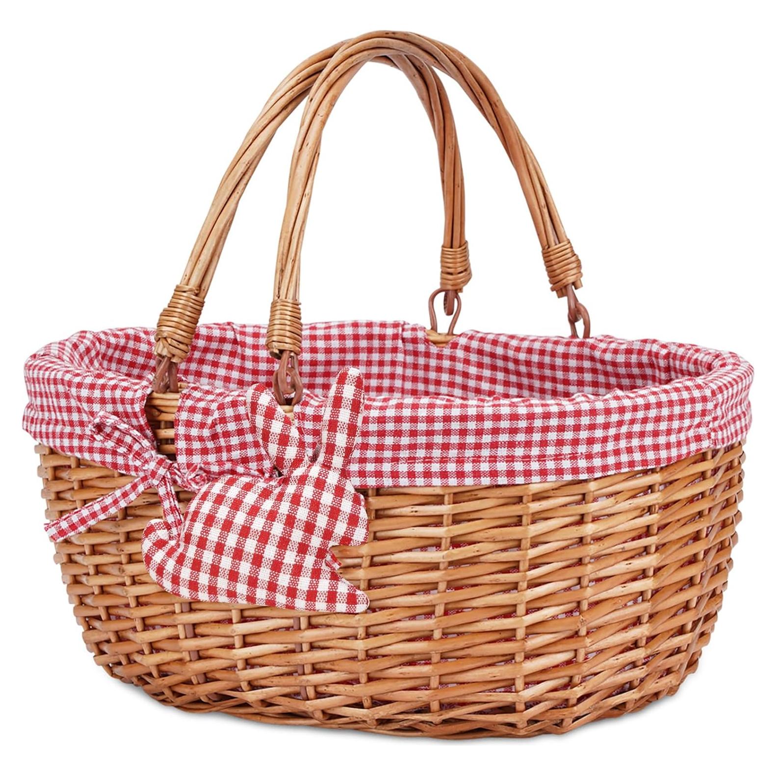 Cesta de Picnic de Mimbre G Good Gain con Asas Plegables