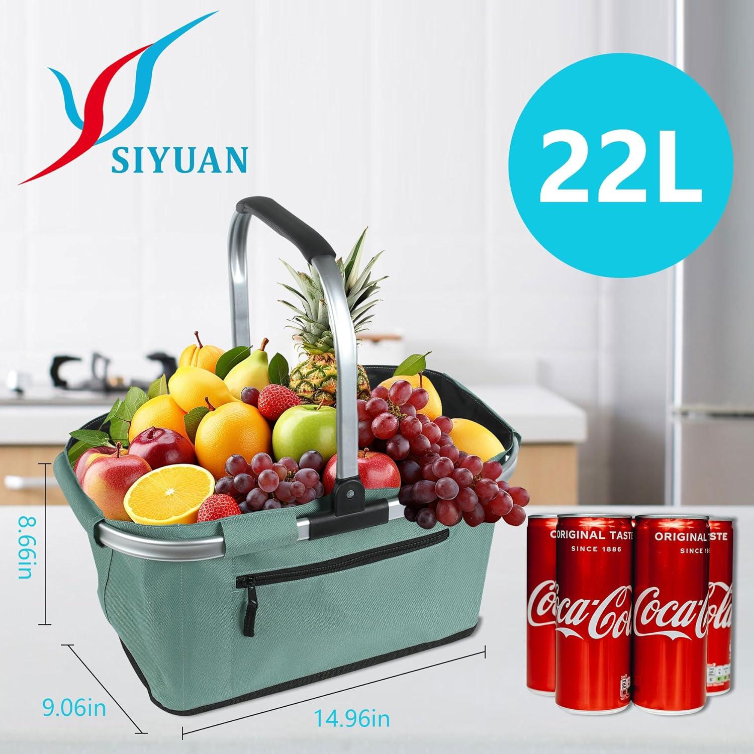 Cesta de Picnic Plegable SIYUAN 22L Verde Claro Duradera