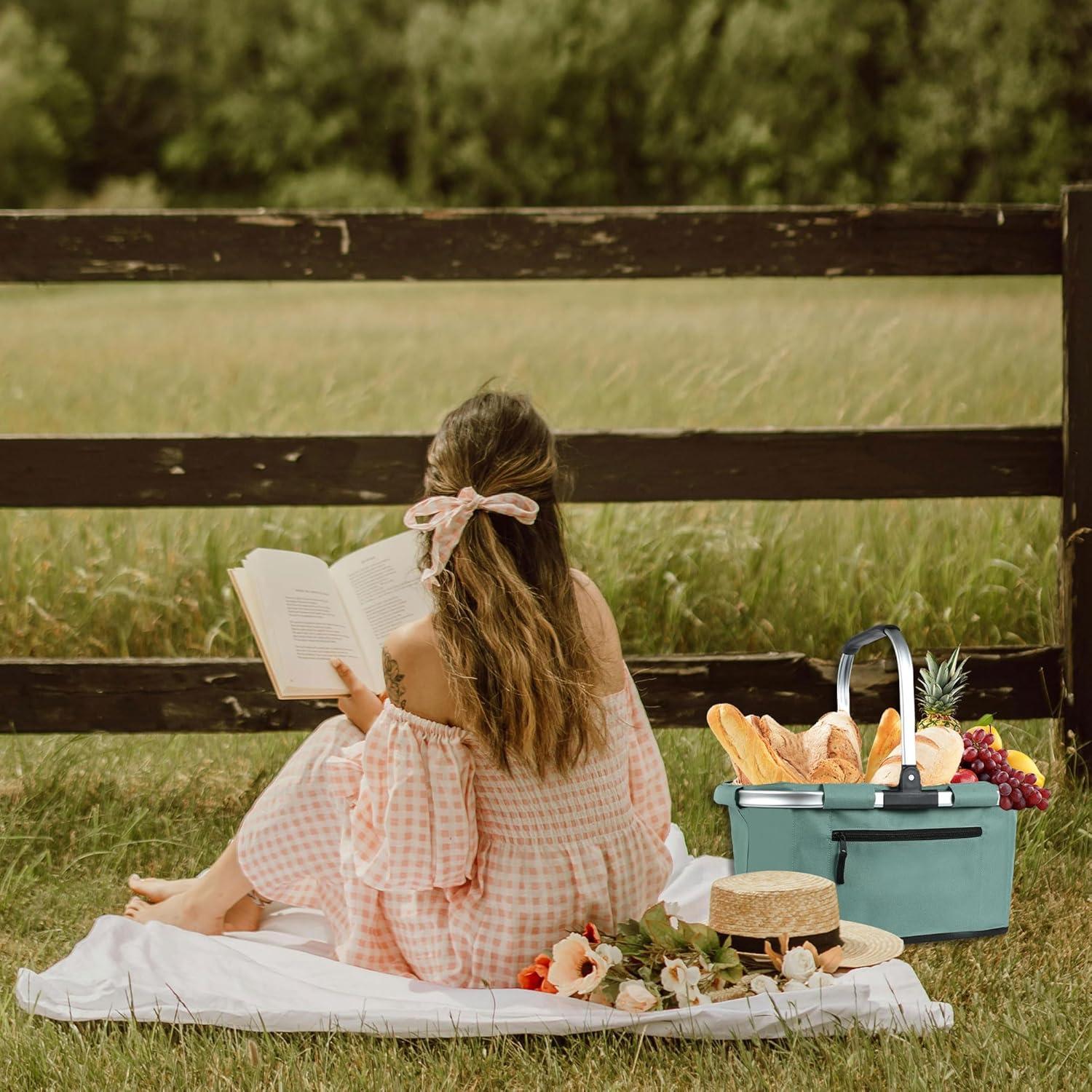 Cesta de Picnic Plegable SIYUAN 22L Verde Claro Duradera