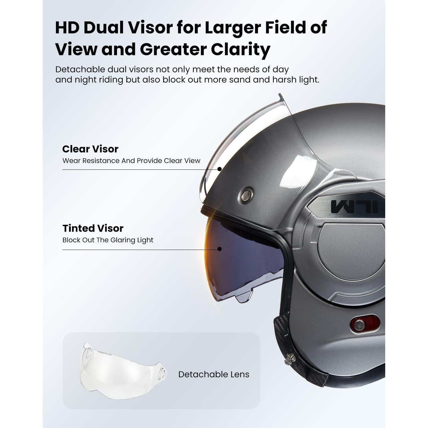 Casco Modular ILM B707 Vintage Gris Mate Mediano