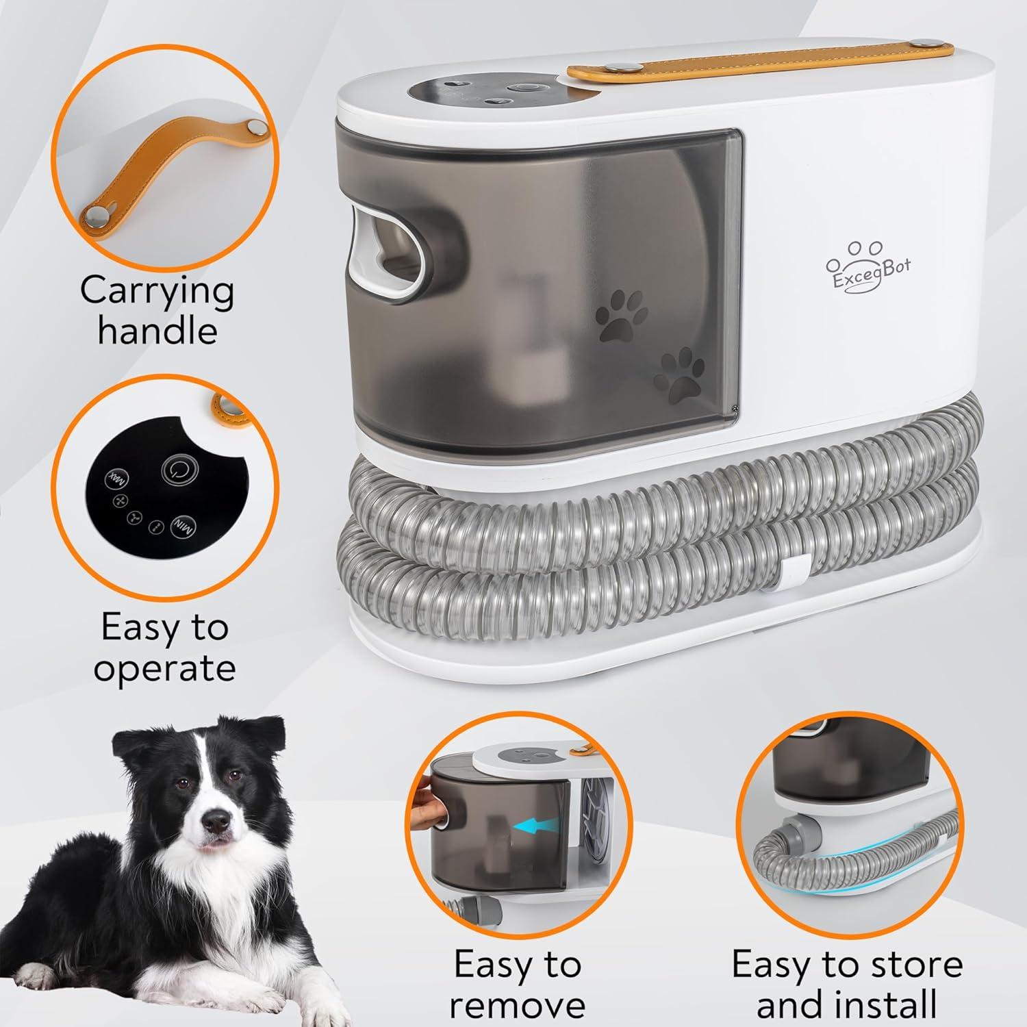 Aspiradora Acicalamiento Mascotas ExcegBot G20 12kPa 5 Herramientas