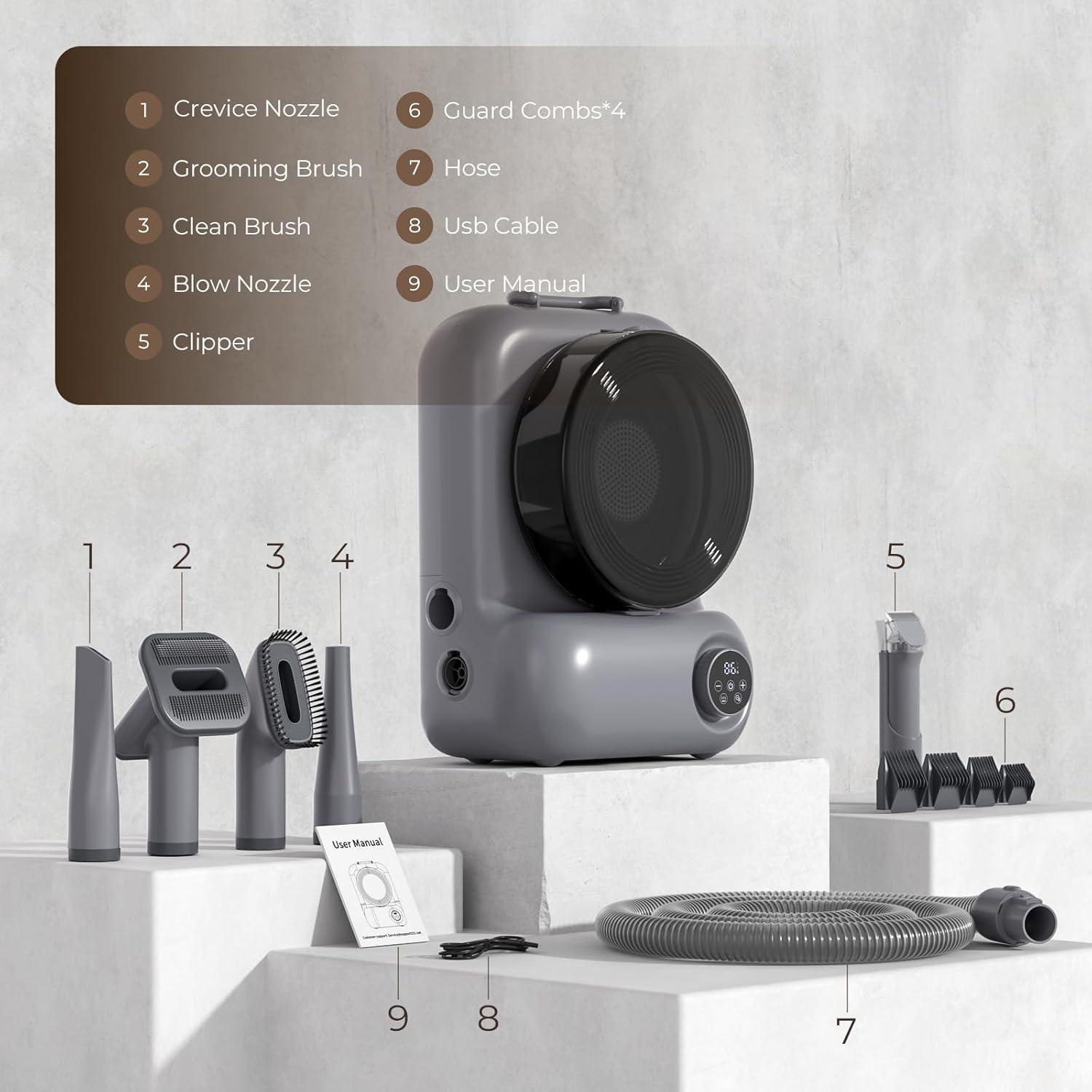 Aspiradora y Secadora para Perros KungFuPet 3 en 1 15000Pa