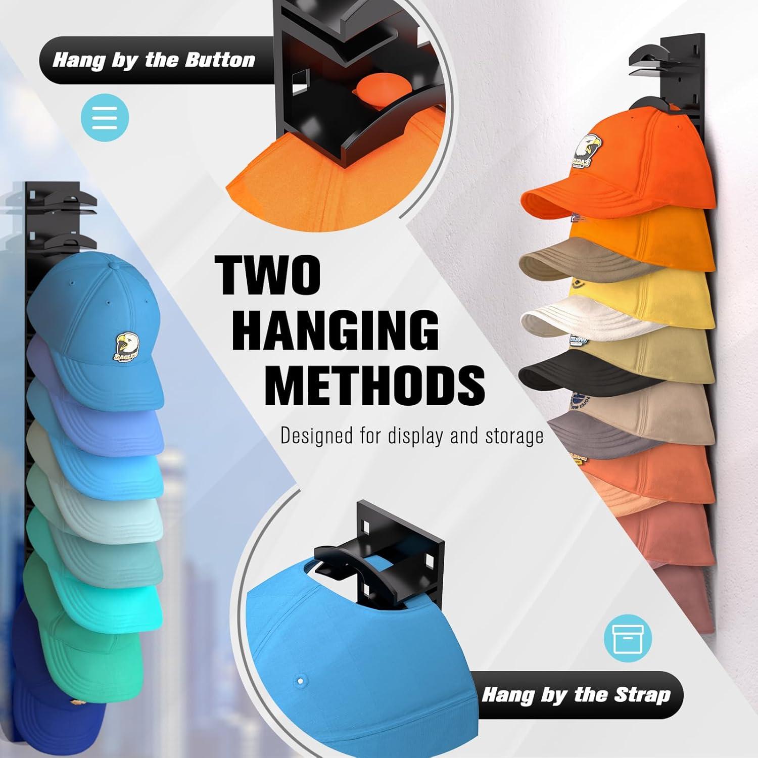 Organizador de Gorras Houoisheck 2 Pack Negro Soporte Pared