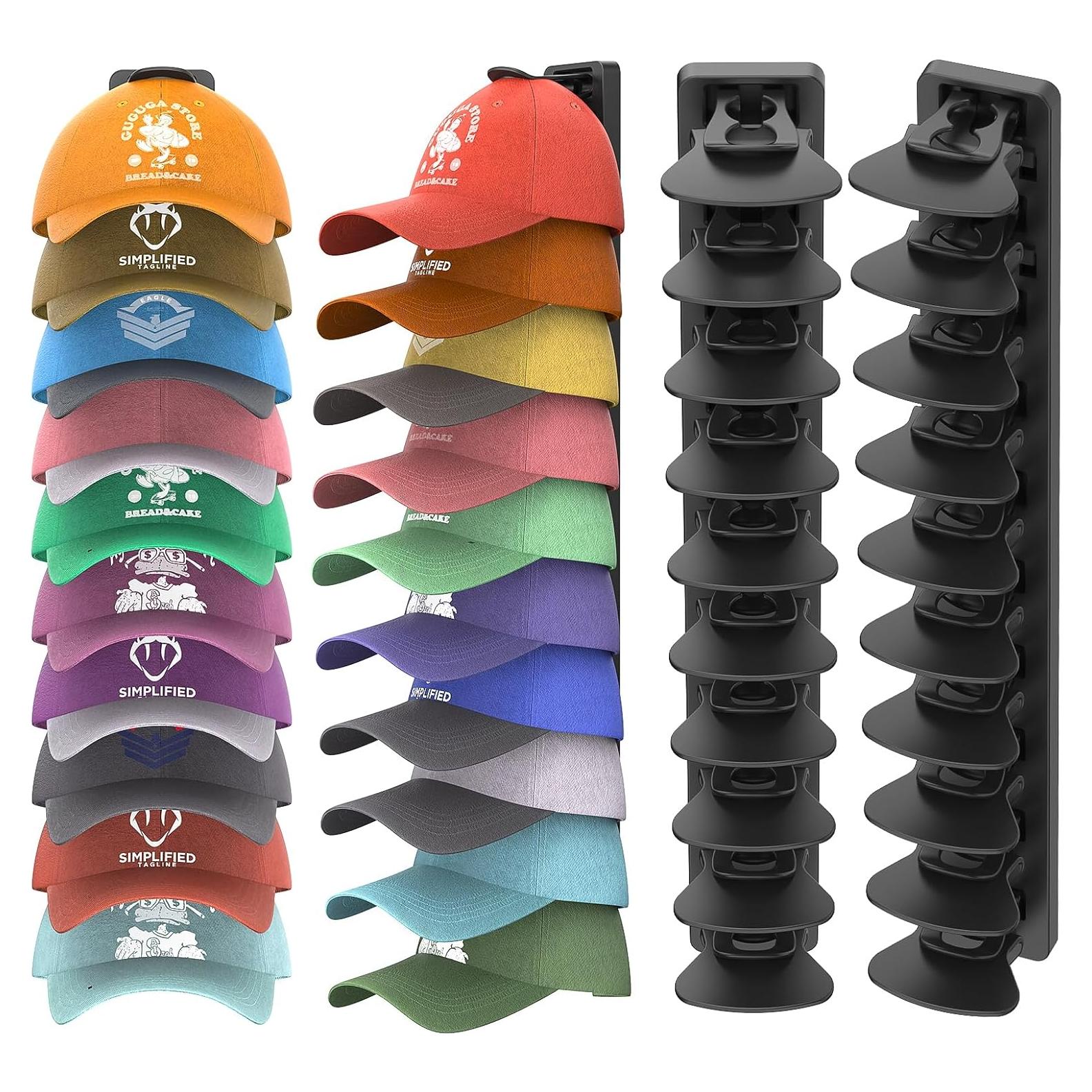 Organizador de Sombreros HeQe para 40 Gorras - 2 Paquete Negro